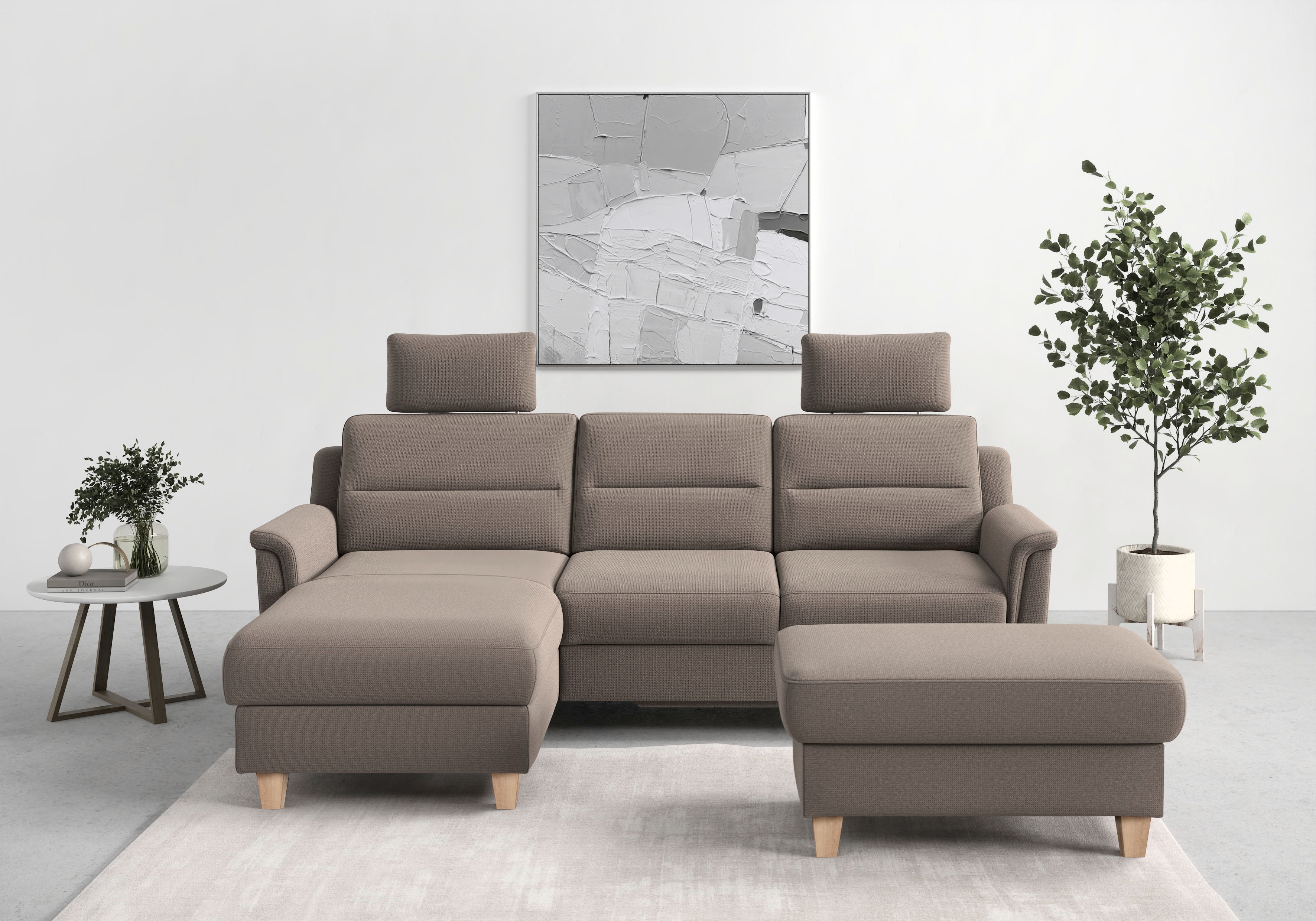 sit&more Ecksofa "Farö L-Form" inklusive Federkern, wahlweise mit Schlaffunktion und Bettkasten