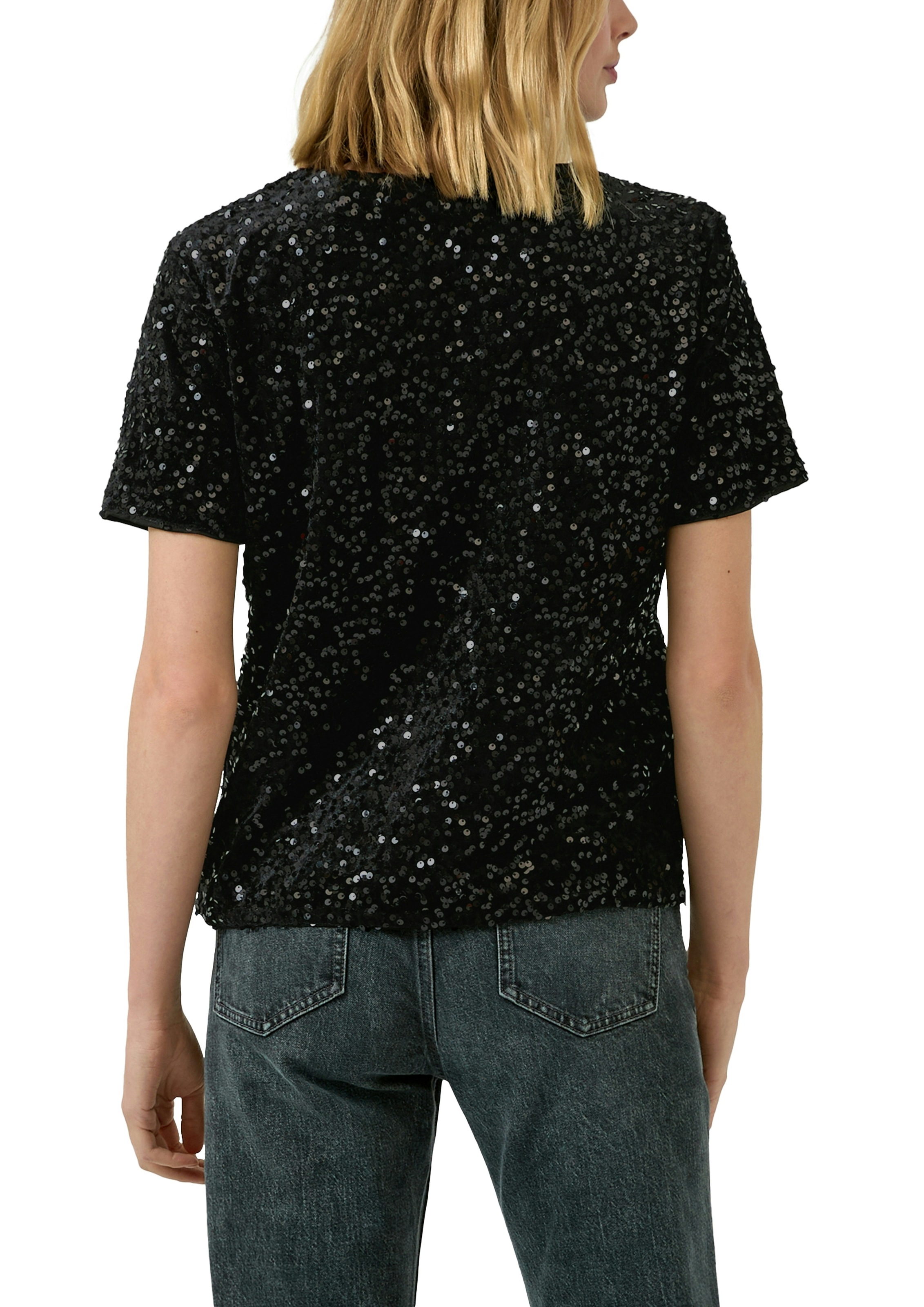s.Oliver Paillettenshirt kurzarm und mit Rundhals
