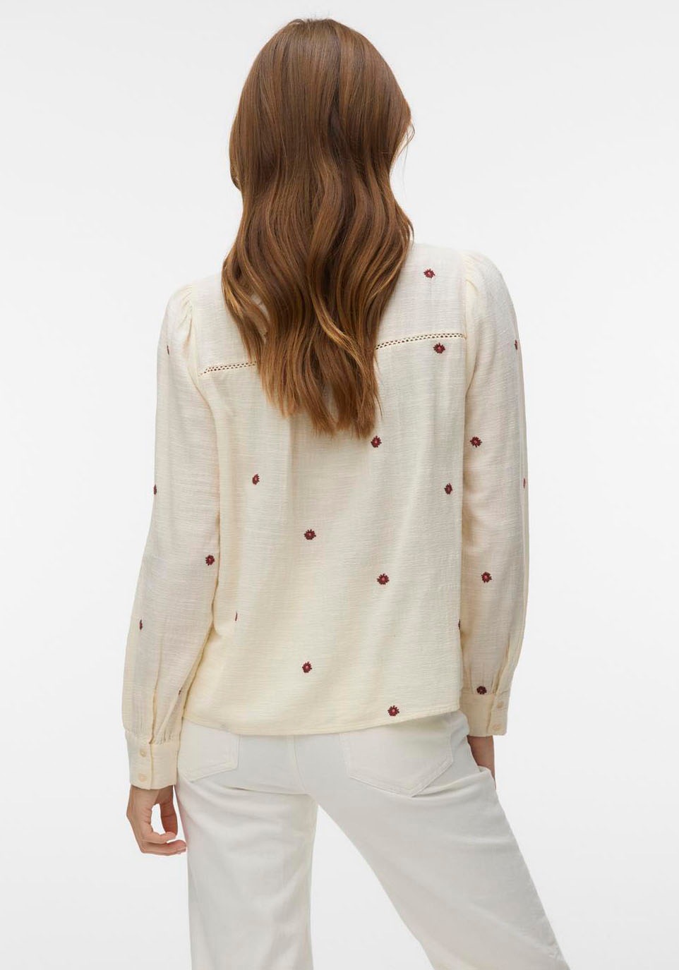 Thumbnail - Vero Moda Langarmbluse "VMJILLIAN LS SHIRT WVN BTQ" Baumwolle