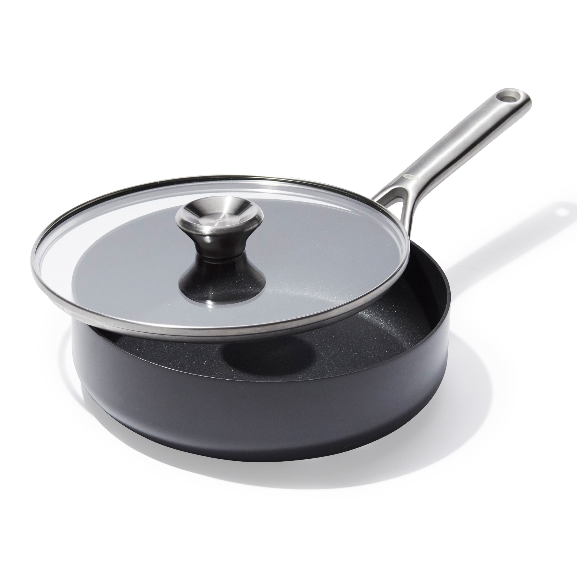 OXO Good Grips Servierpfanne "Ceramic Professional Antihaft-Sauteuse 24 cm mit Deckel" Edelstahl 1 tlg. mit hohen Wänden, ideal für Anbraten, Saucen und sanftes Köcheln