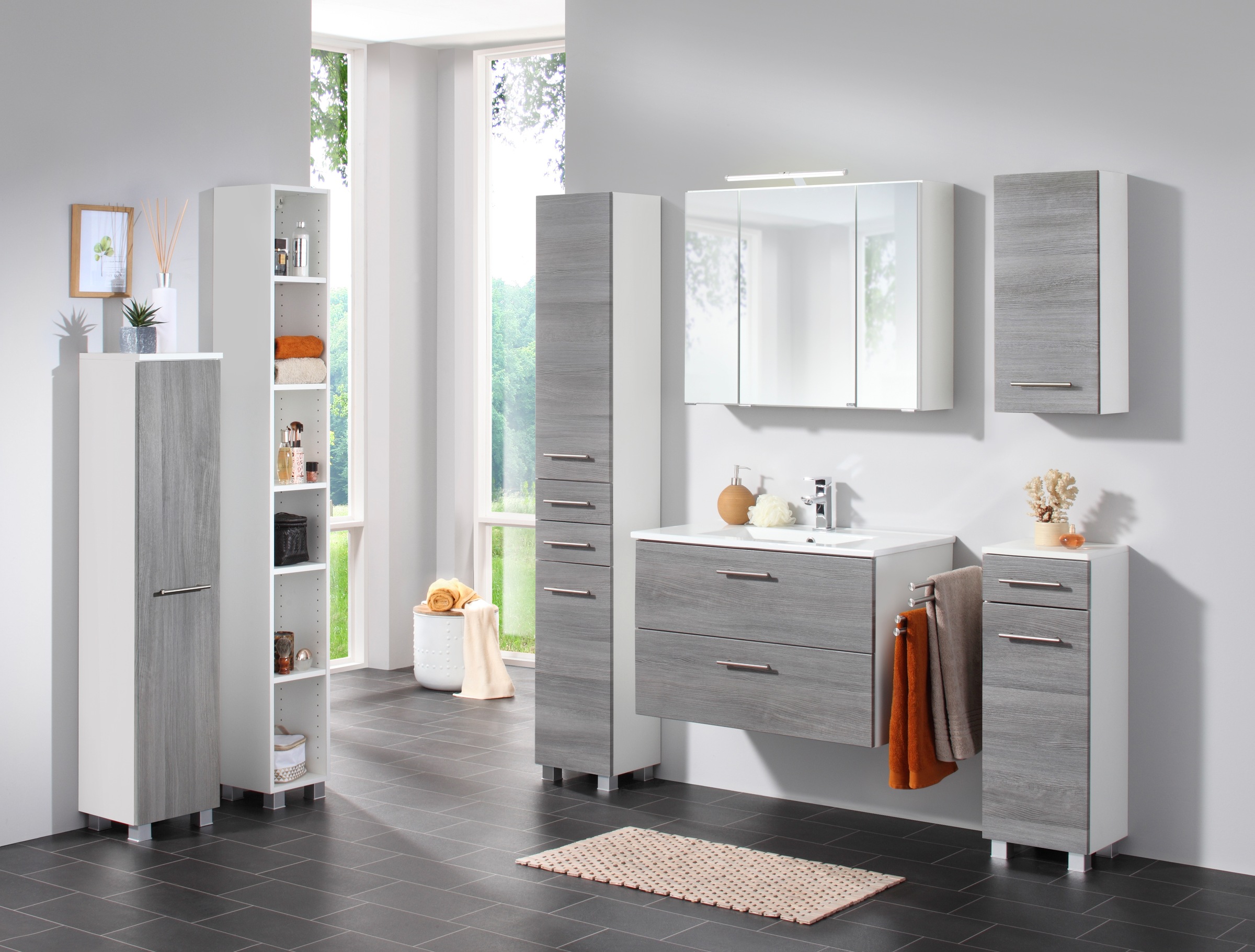 welltime Waschtisch "Trento Badezimmerschrank mit Becken" Badmöbel in Breit günstig online kaufen