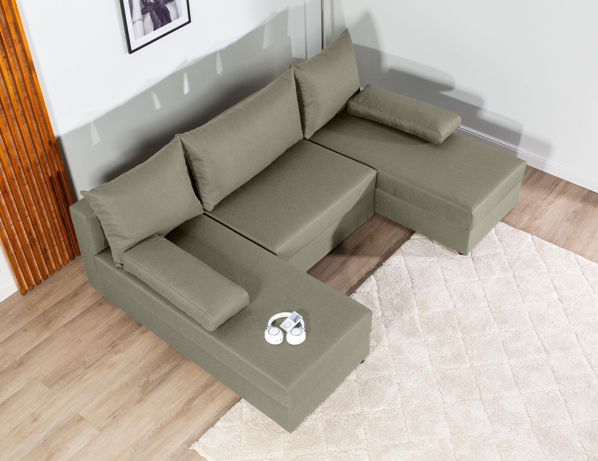 COLLECTION AB Wohnlandschaft »Pico U-Form«, Breite 220, ohne Armlehne mit Schlaffunktion, Bettkasten