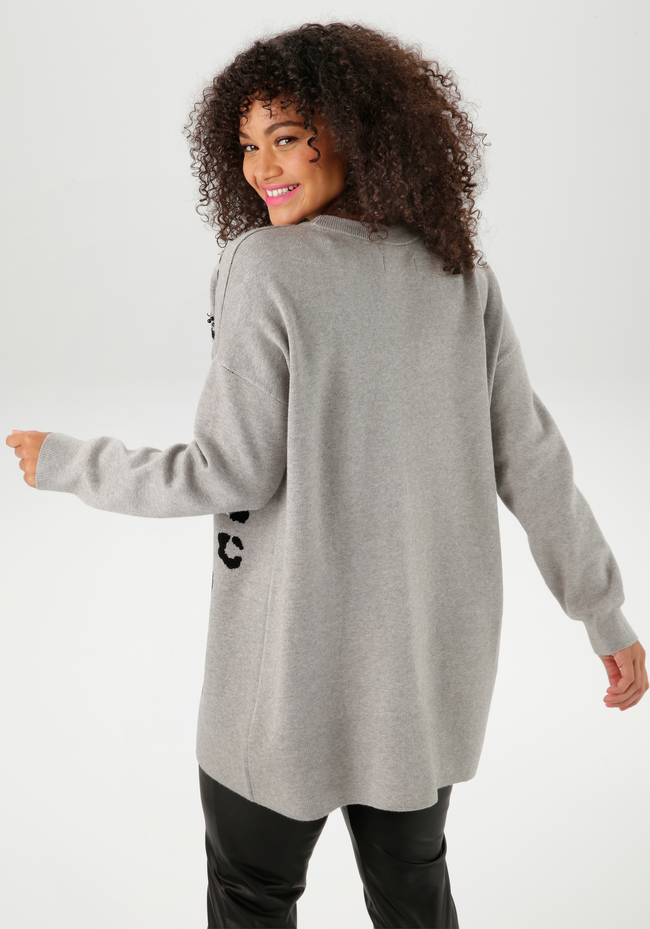 Aniston PLUS Strickpullover mit Animal-Deatils und Perlen günstig online kaufen