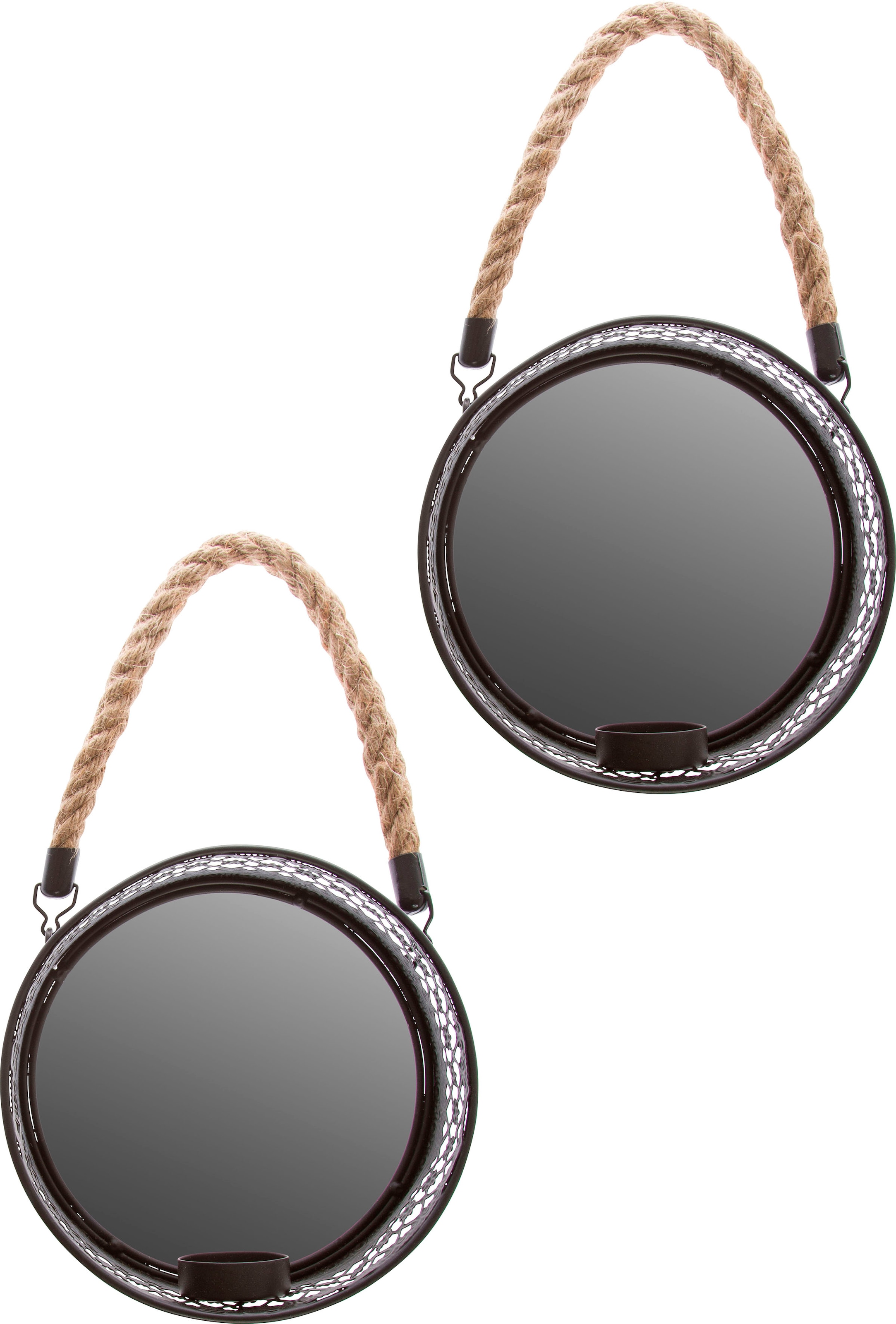 Myflair Möbel & Accessoires Spiegelwandblaker "Anandi, schwarz" Landhaus, Wanddeko, für Teelichter, rund, Ø 18 cm, aus Metall