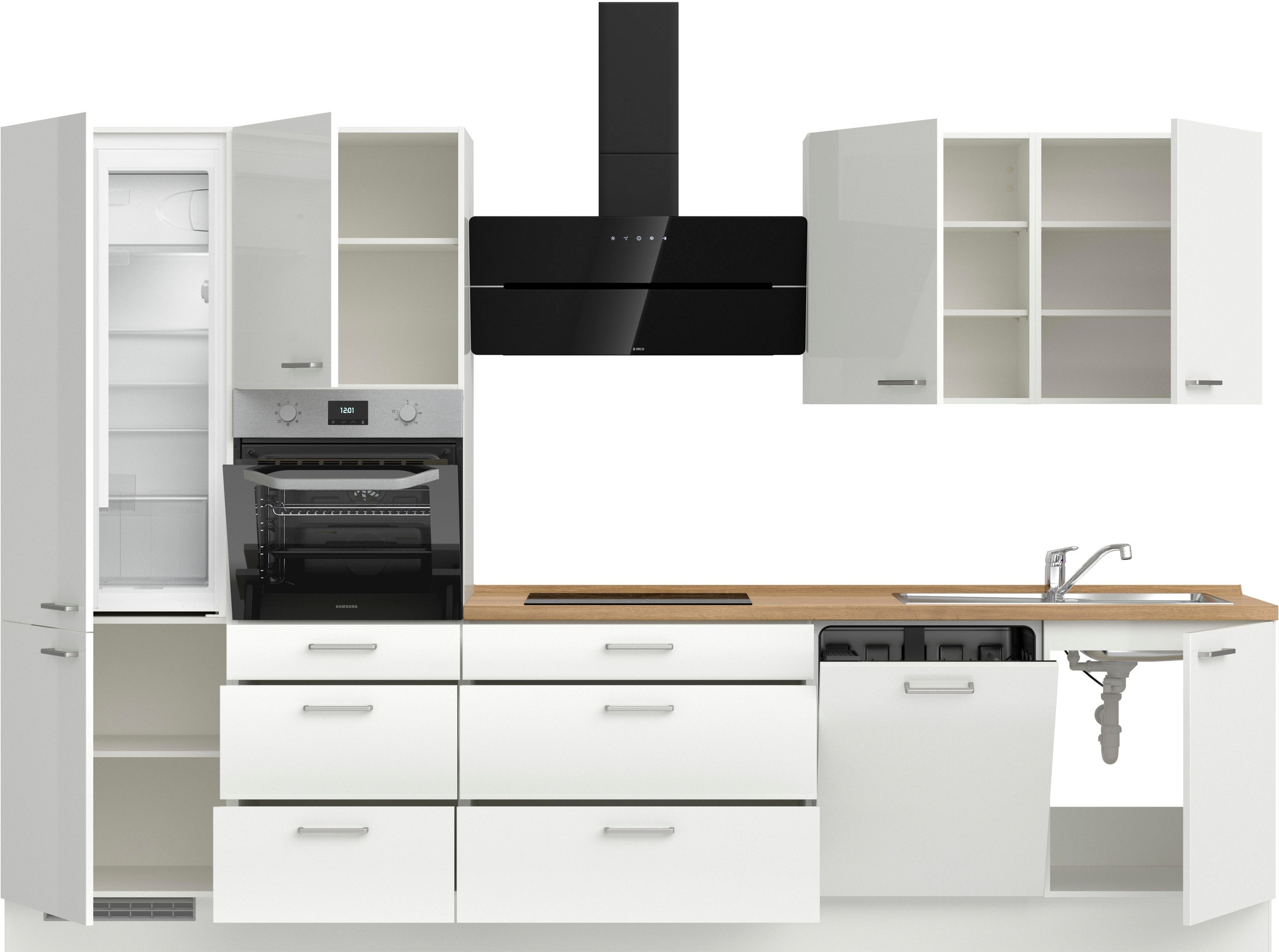 nobilia® Küchenzeile »"Flash II"«, vormontiert, Ausrichtung wählbar, Breite 330 cm, wahlw. mit E-Geräten
