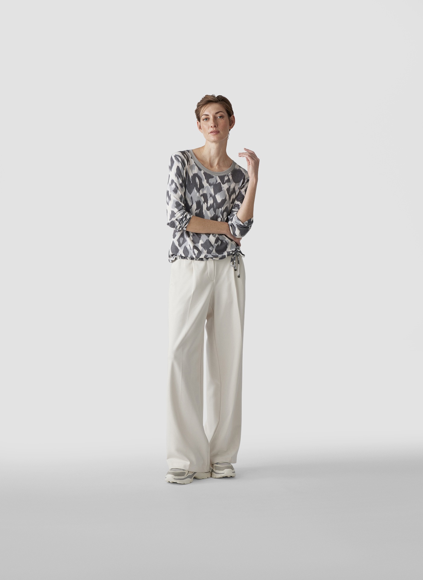 LeComte Print-Shirt »LeComte Langarmshirt mit Animalprint und Bindeband«