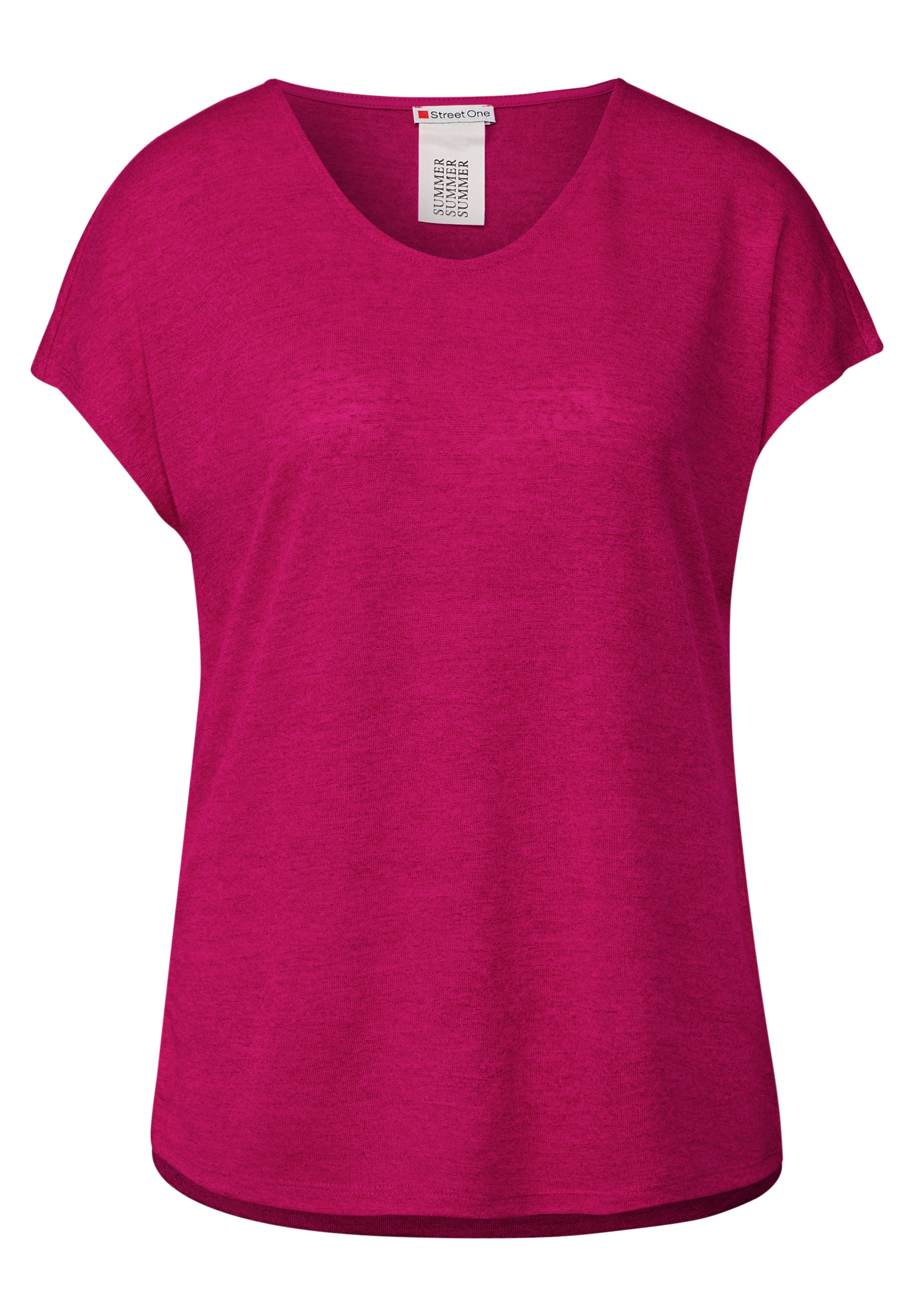 STREET ONE T-Shirt, mit abgerundetem V-Ausschnitt