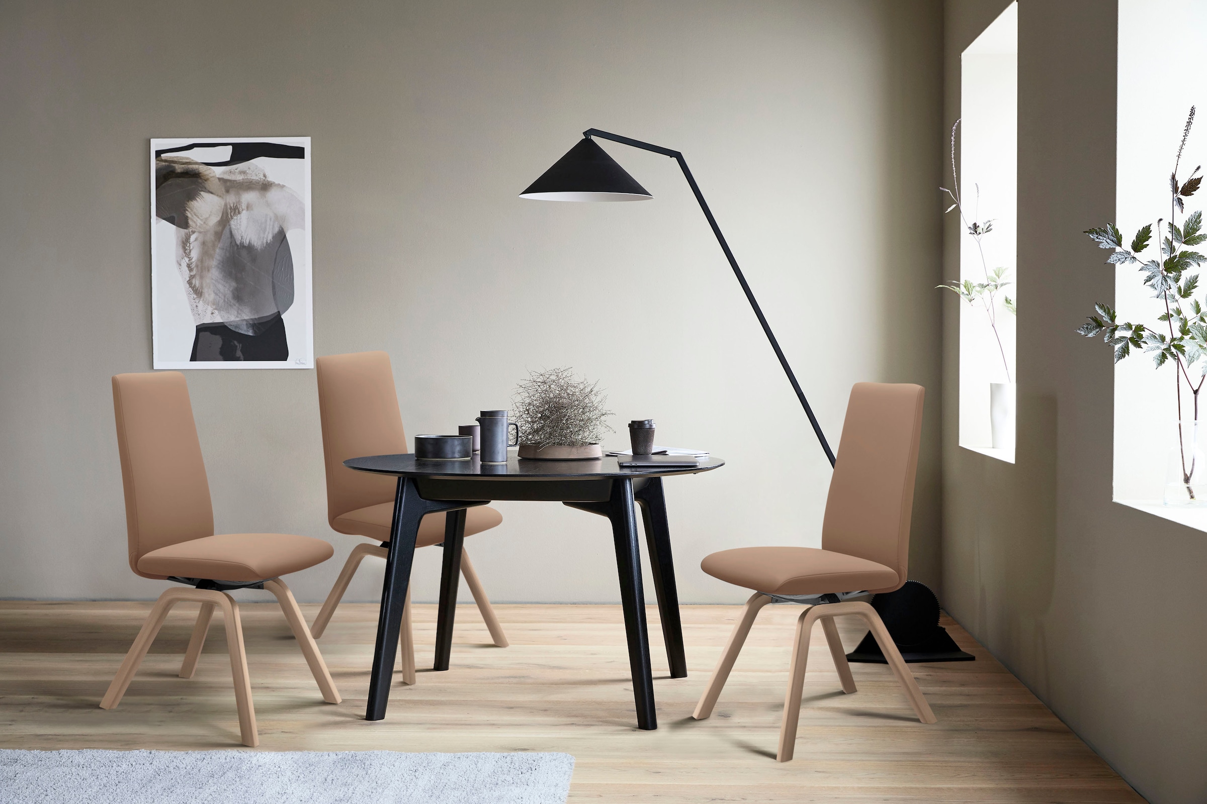 Stressless® Polsterstuhl »Laurel«, Leder PALOMA, High Back, Größe M, mit schräggestellten Beinen in Eiche natur