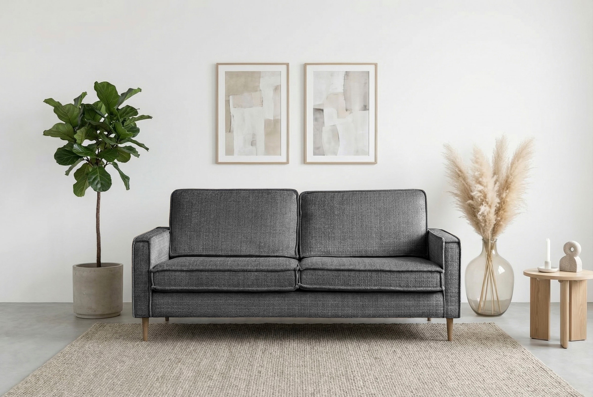 Home affaire 3-Sitzer "Pinto Skandi, 206 cm, Chenille, Struktur" mit Keder, günstig online kaufen