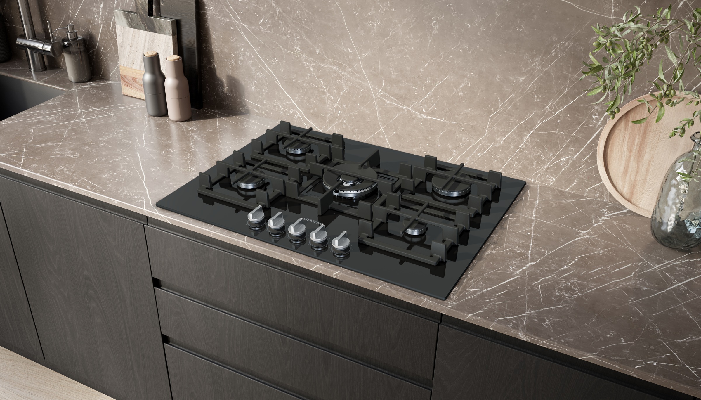 SIEMENS Gas-Kochfeld "ER7A6RH40" Präzise stepFlame Technologie & komfortables cookConnect System