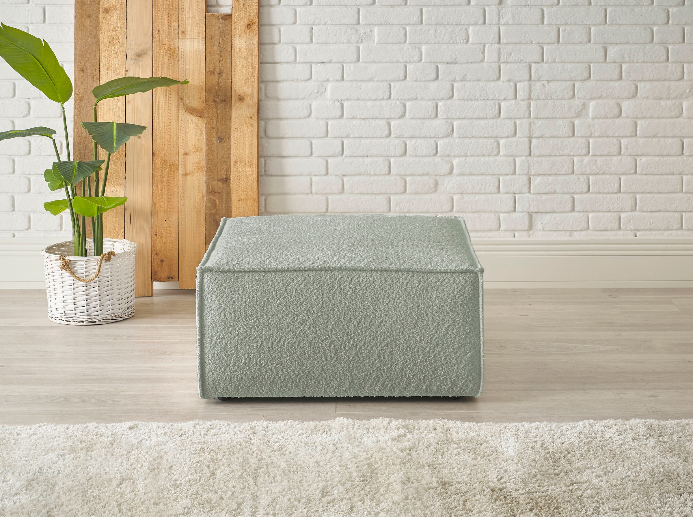 OTTO home Hocker "FINNLEY, Polsterhocker in Bouclé, Struktur fein u. Mega C günstig online kaufen