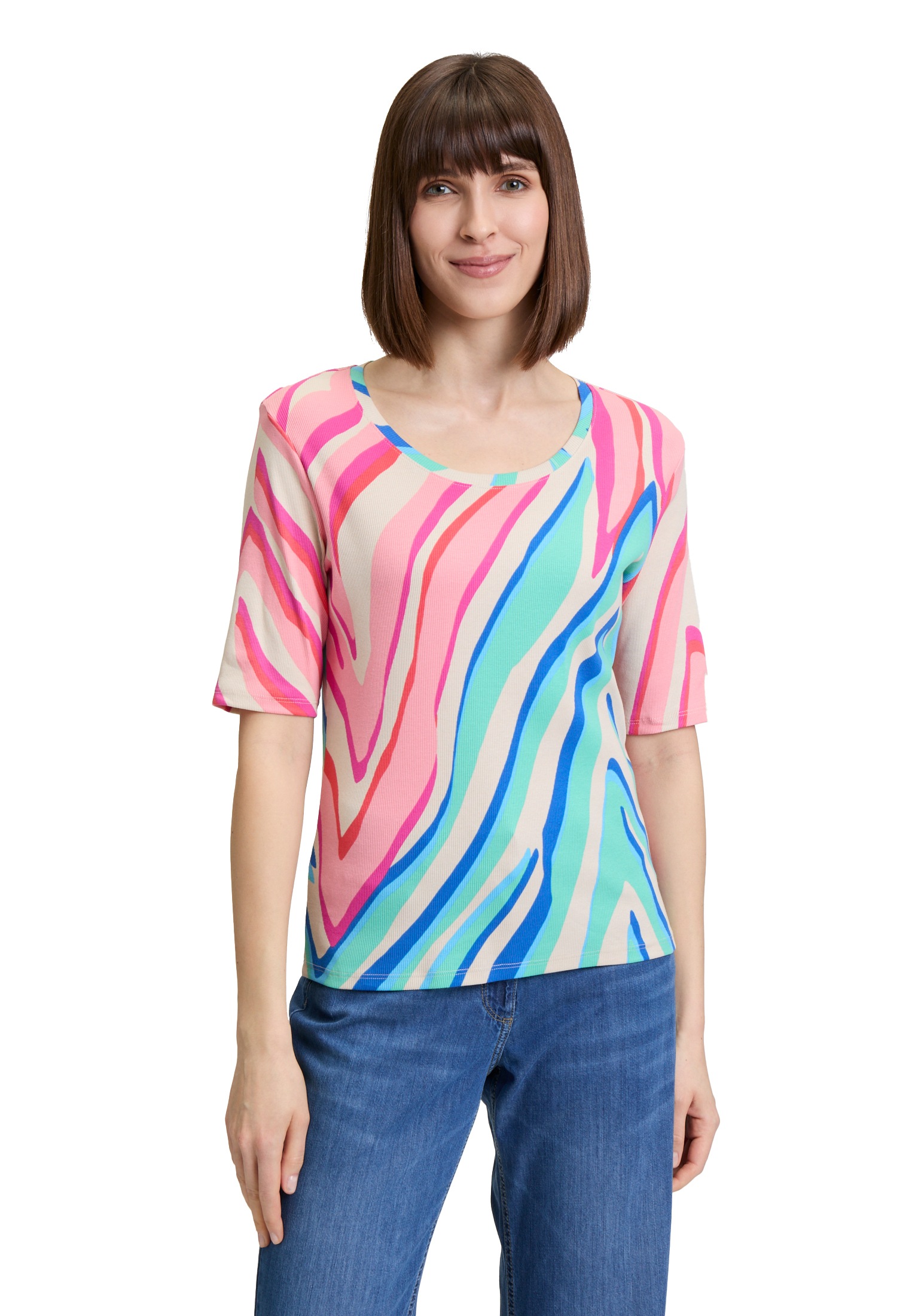 Betty Barclay Kurzarmshirt "Betty Barclay Damen Basic Shirt mit Rippenstruk günstig online kaufen