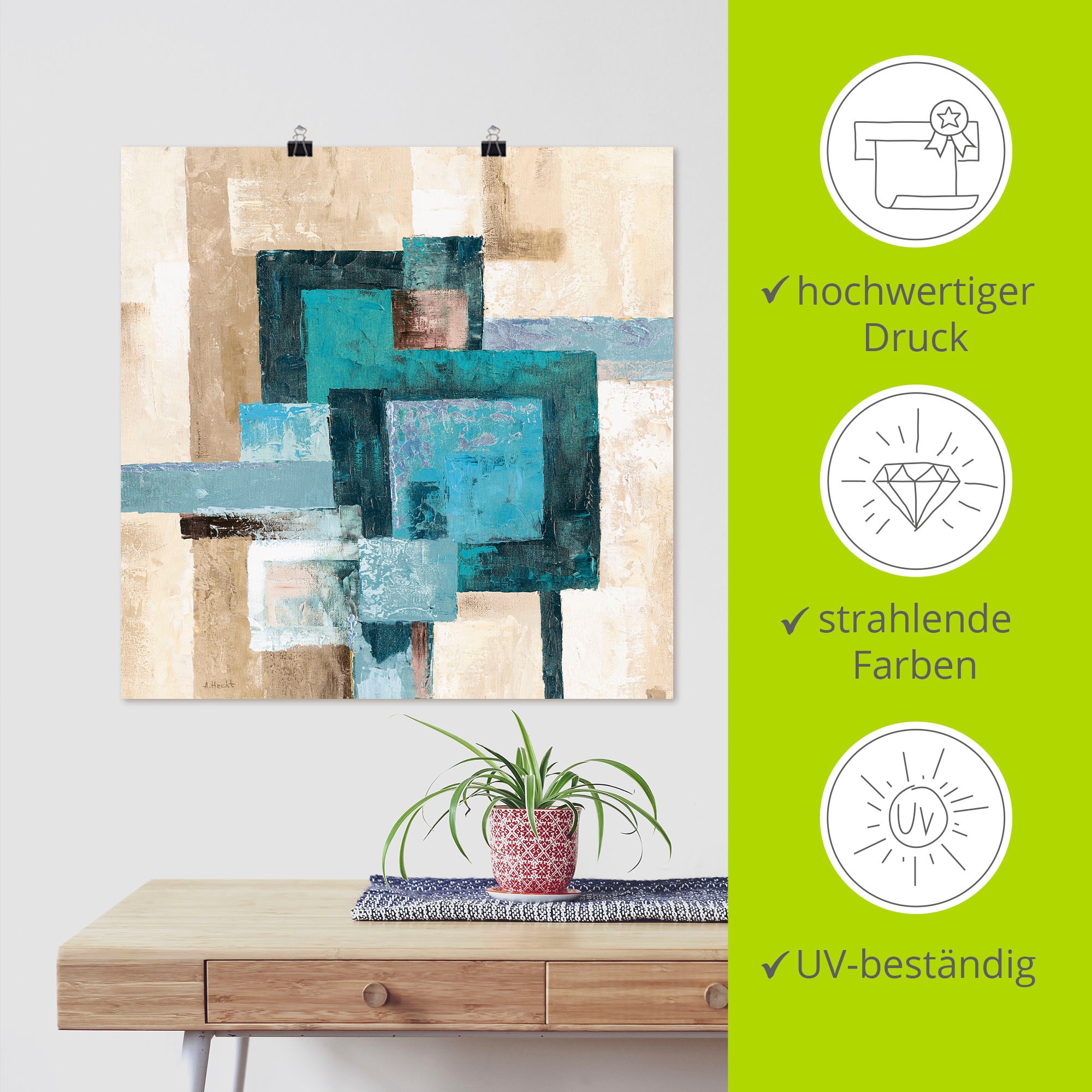 Artland Wandbild »Abstrakte Karos«, Muster, (1 St.), als Leinwandbild, Poster, Wandaufkleber in verschied. Größen