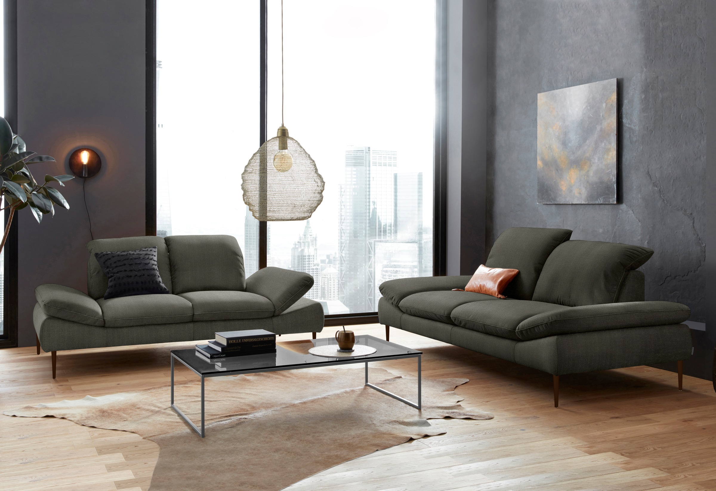 W.SCHILLIG 2,5-Sitzer »enjoy&MORE« Sitztiefenverstellung, Füße bronze pulverbeschichtet, Breite 232 cm