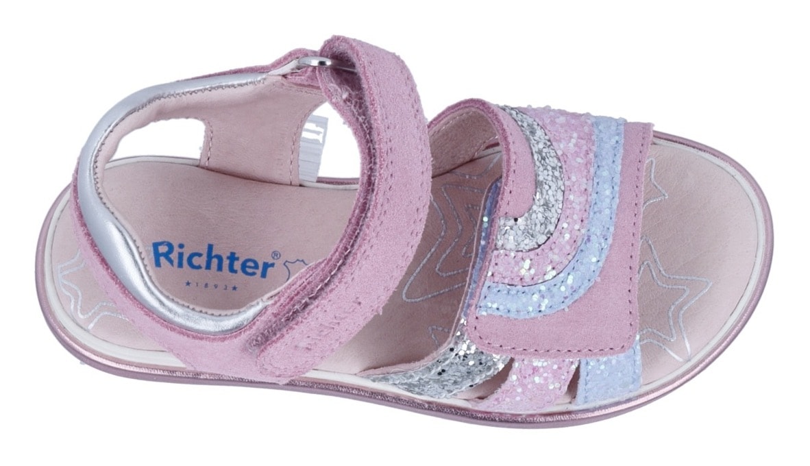 Richter Sandale »Romea WMS: mittel«, Glitzersandale mit weicher Innensohle, Größenschablone zum Download