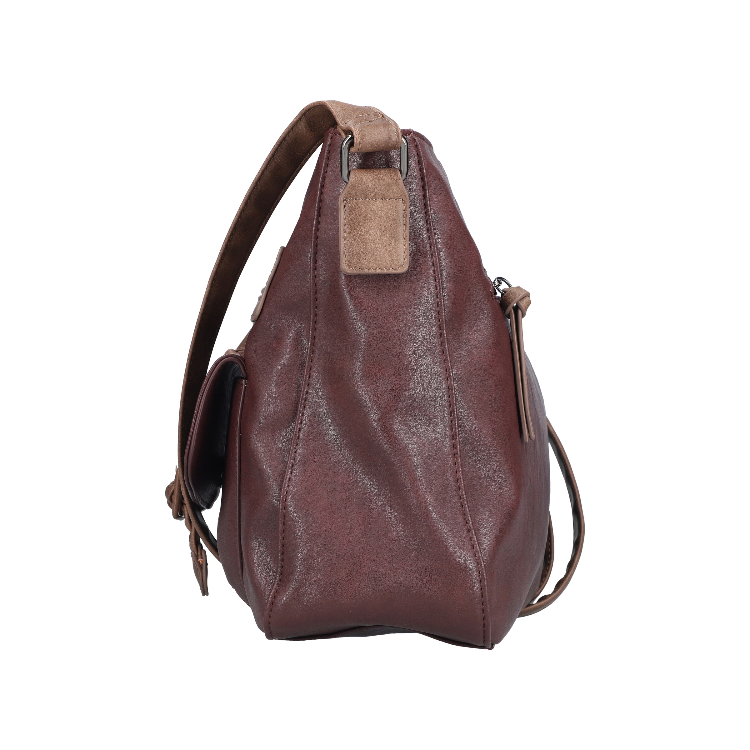 Rieker Umhängetasche Damen Schultertasche, Vortasche mit geflochtenem Riemchenverschluss