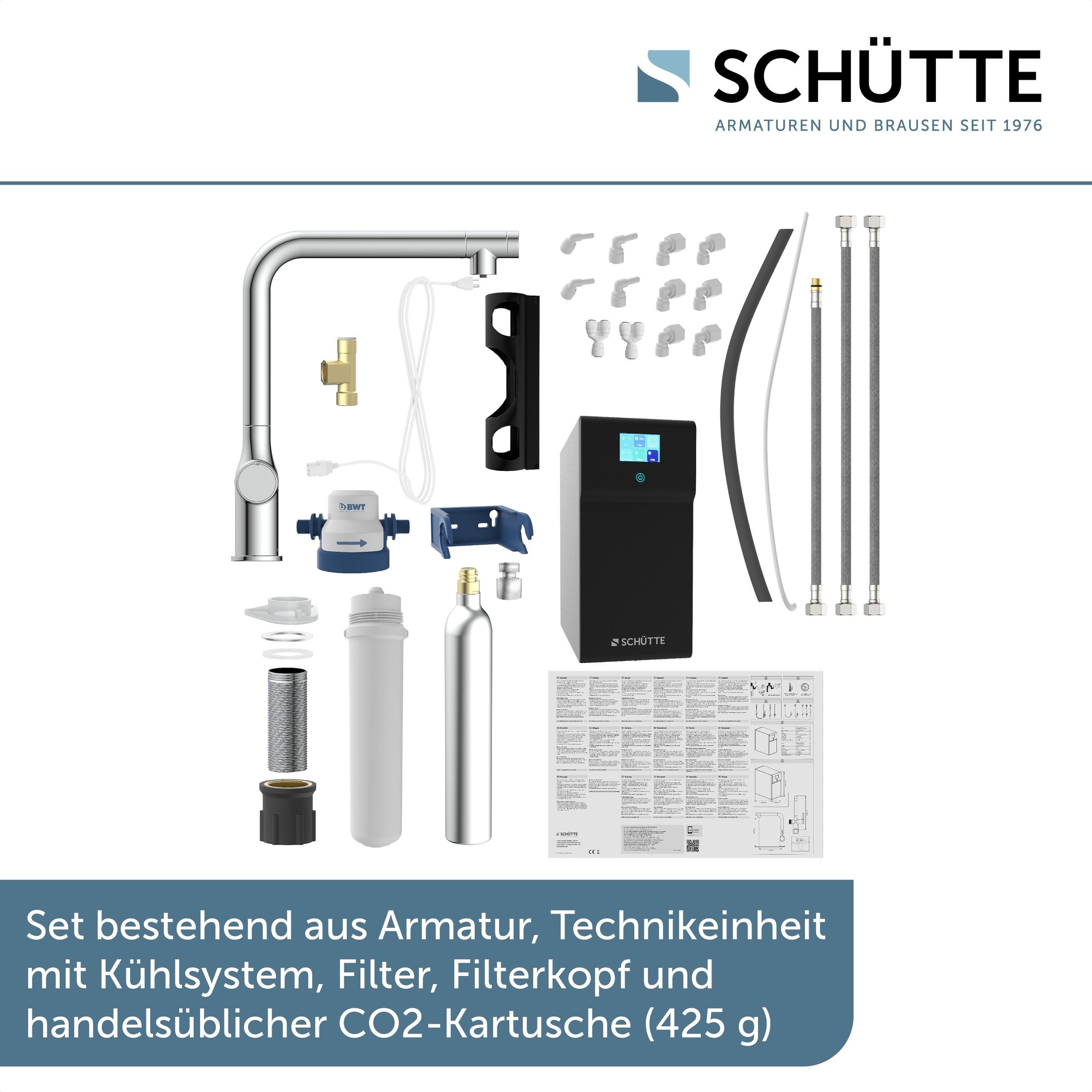 Schütte Spültischarmatur »»AQUASTAR PREMIUM« Sprudelwasser-Spültischarmatur«, mit Kühlsystem, Filter, Filterkopf und handelsüblicher CO2-Kartusche