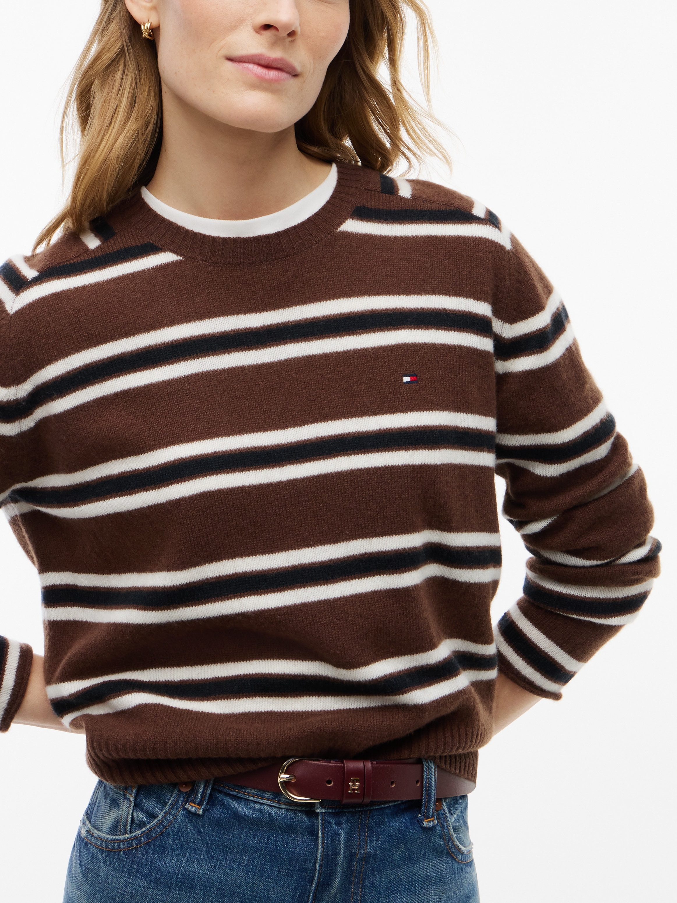 Tommy Hilfiger Strickpullover »C-NK SOFT WOOL JERSEY SLM SWT« aus reiner Wolle