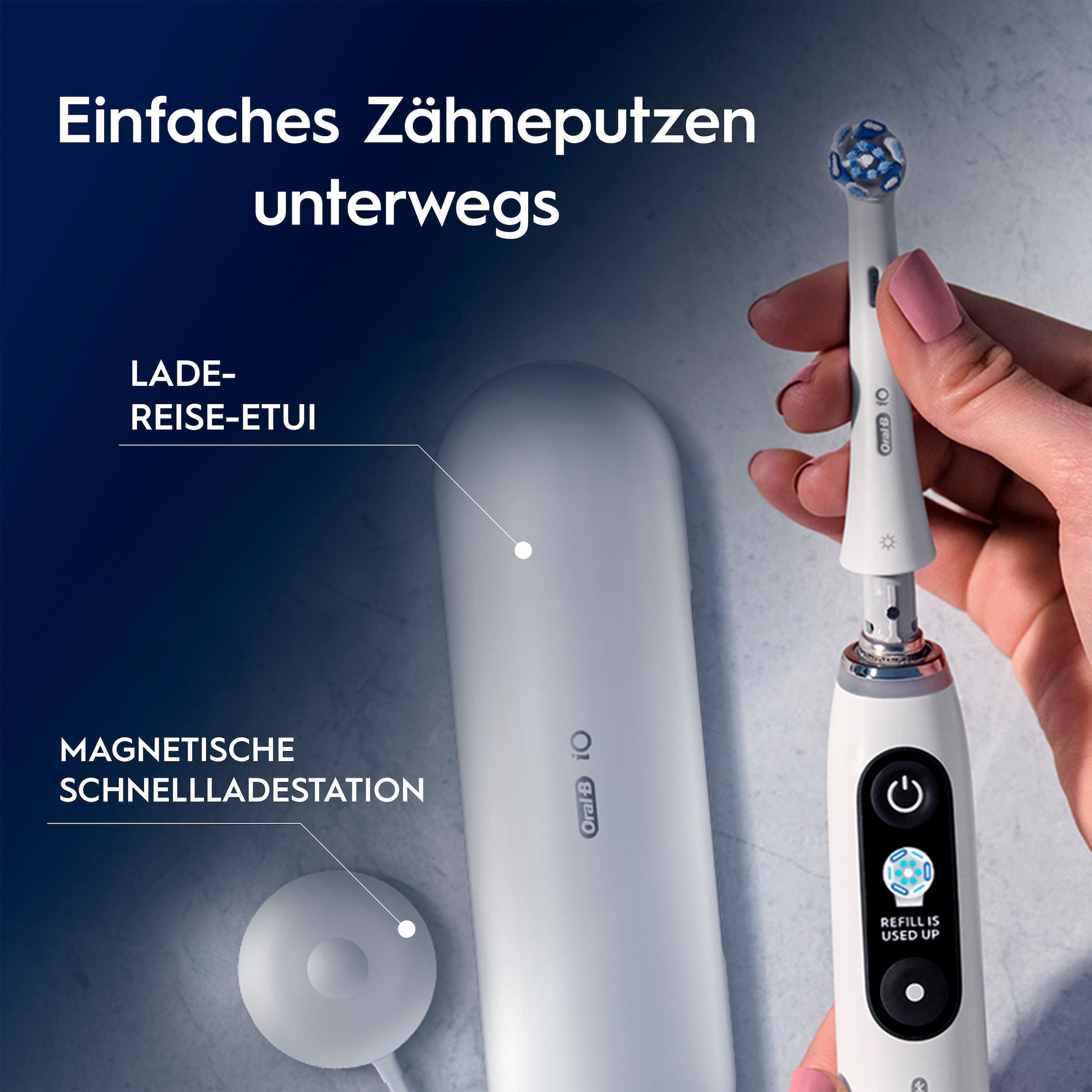 Oral-B Elektrische Zahnbürste »Oral-B iO Series 9« 2 Stk. Aufsteckbürsten 7 Putzmodi für Zahnpflege, 3D-Analyse, Farbdisplay & Lade-Reiseetui