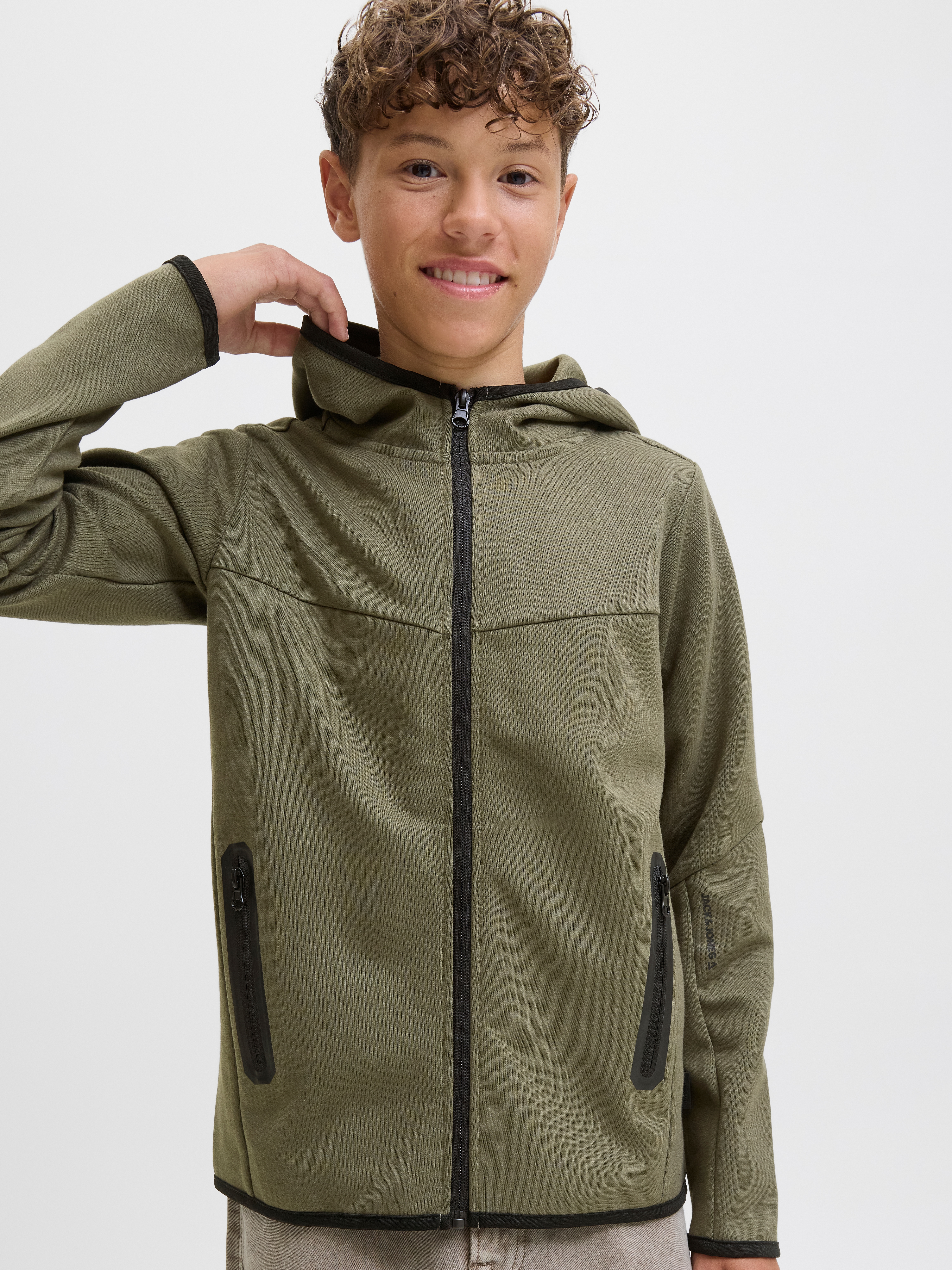 Jungen Kapuzensweatjacke "JCOFUSION SWEAT ZIP HOOD NOOS JNR"grape leaf, Gr. 128, JACK & JONES JUNIOR, unifarben, angeraute Sweatware, Obermaterial: