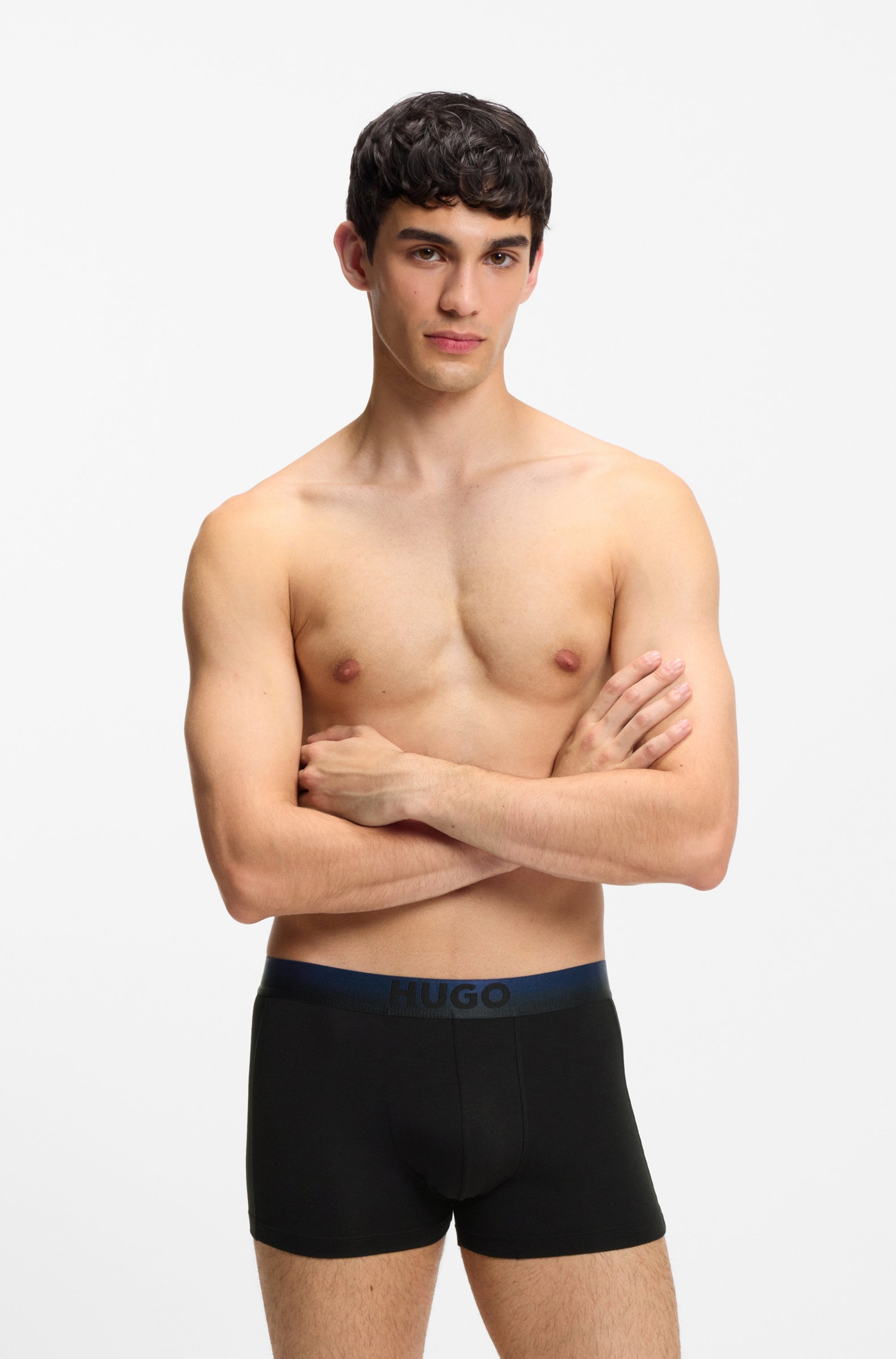 HUGO Underwear Trunk 3 Stk. elastischer Bund mit Sprühfärbemuster und Logo