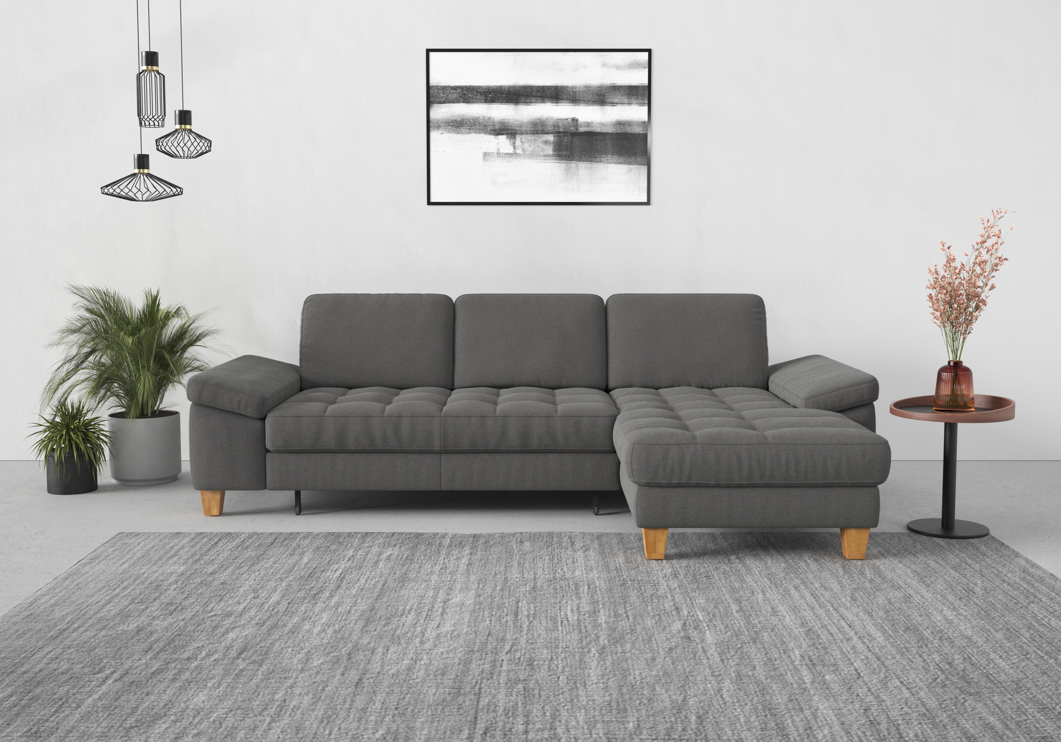sit&more Ecksofa "Westham L-Form" mit Recamiere, mit oder ohne Schlaffunktion, Bettkasten, Füße Eiche