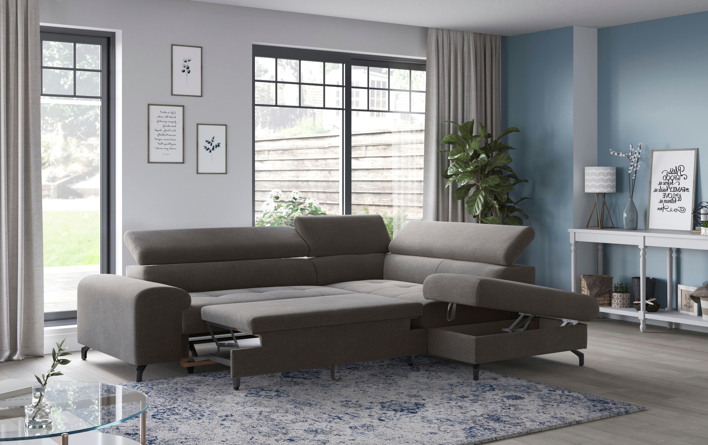 COTTA Ecksofa »Aura L-Form«, mit Schlaffunktion, Bettkasten und Kopfteilverstellung
