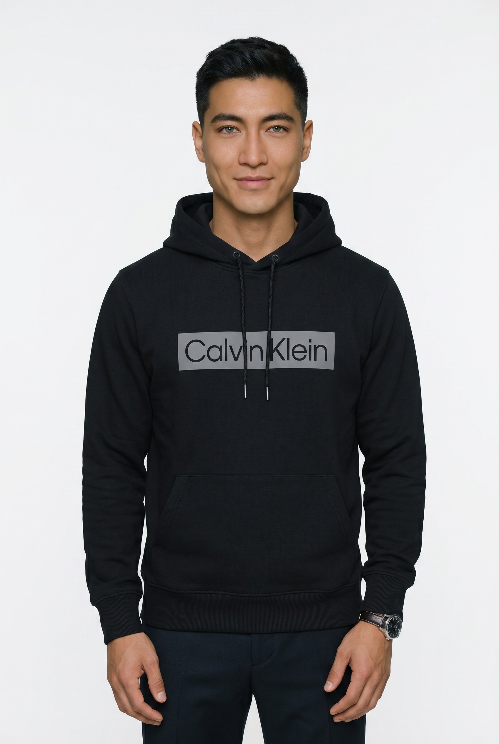 Calvin Klein Kapuzensweatshirt, Kapuze mit Kordelzug, Regular Fit, Logodruck