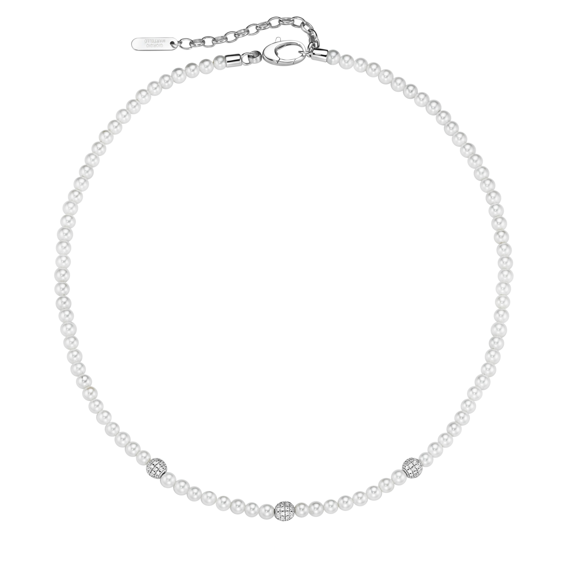 GIORGIO MARTELLO MILANO Collier »mit Zirkonia und Muschelkern-Perlen, Silber 925«