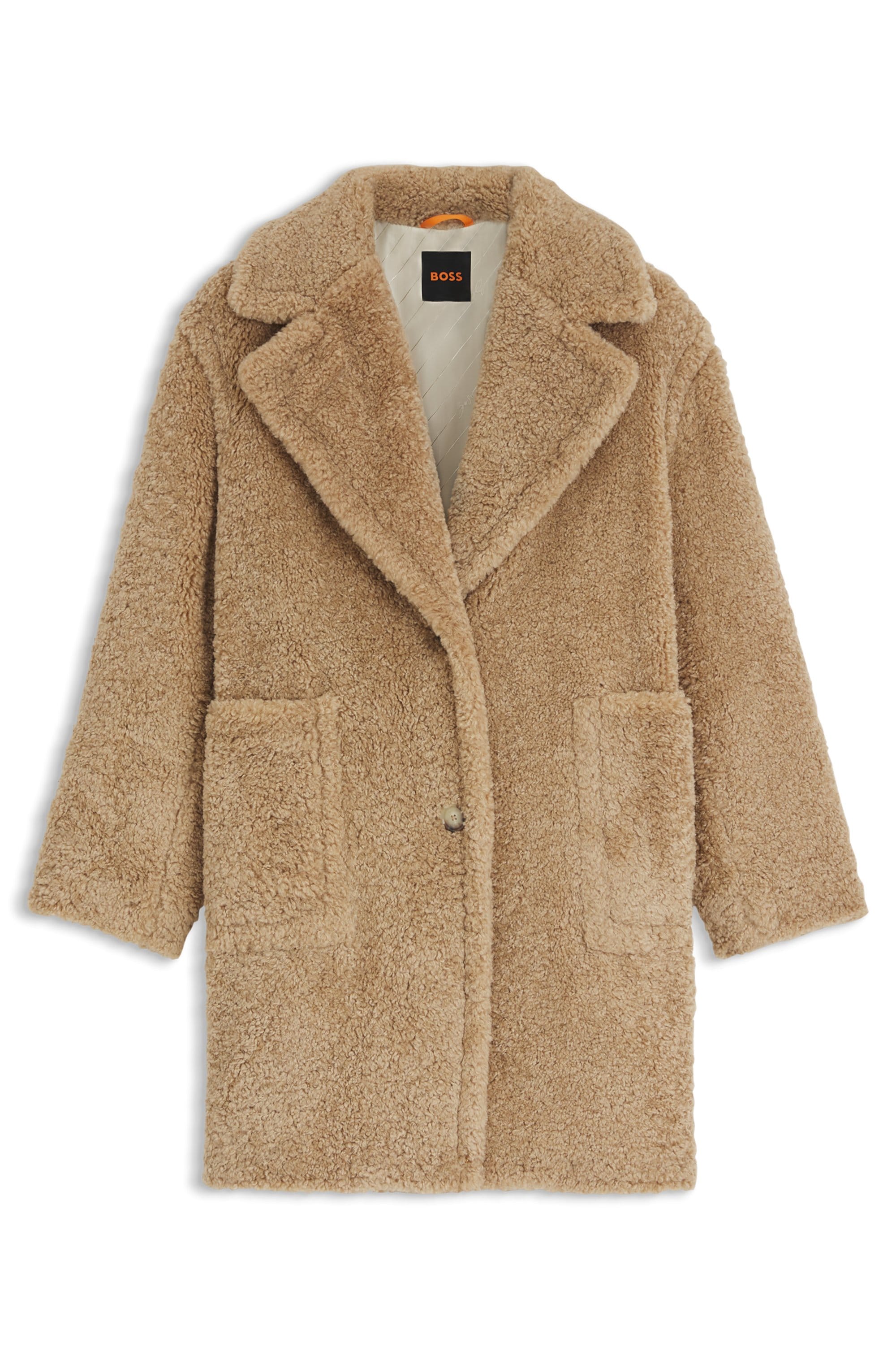 BOSS ORANGE Kurzmantel »Catedy Premium Damenmode«, aus softem Teddy, Relaxed Fit