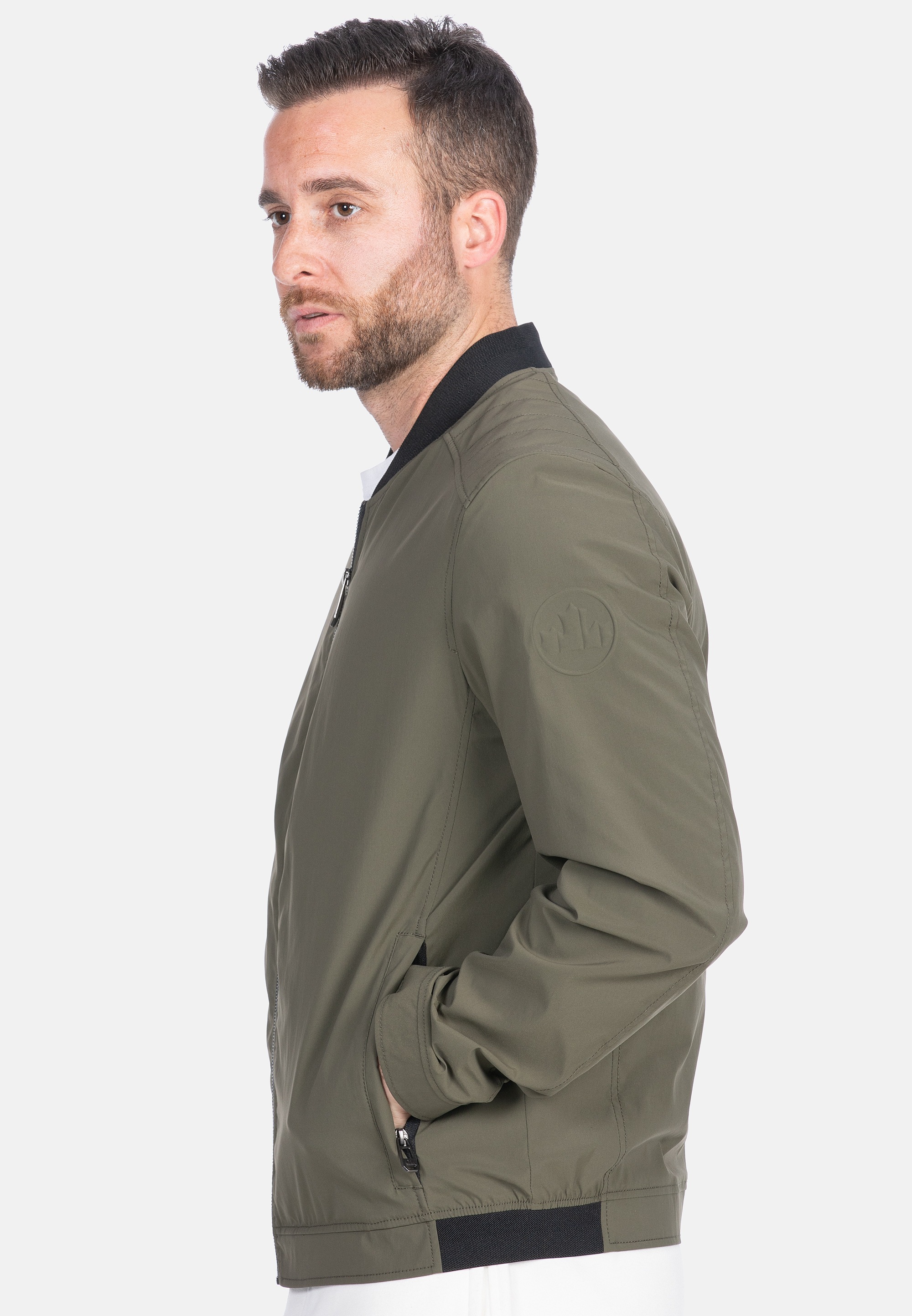 Outdoorjacke NEW CANADIAN "Cotton-Touch Lumber", Herren, Gr. 50, grün (olivgrün), 100% Polyester, unifarben, kurz, hoch geschlossener Ausschnitt, Jacken Outdoorjacke, mit bequemem Netzfutter 3