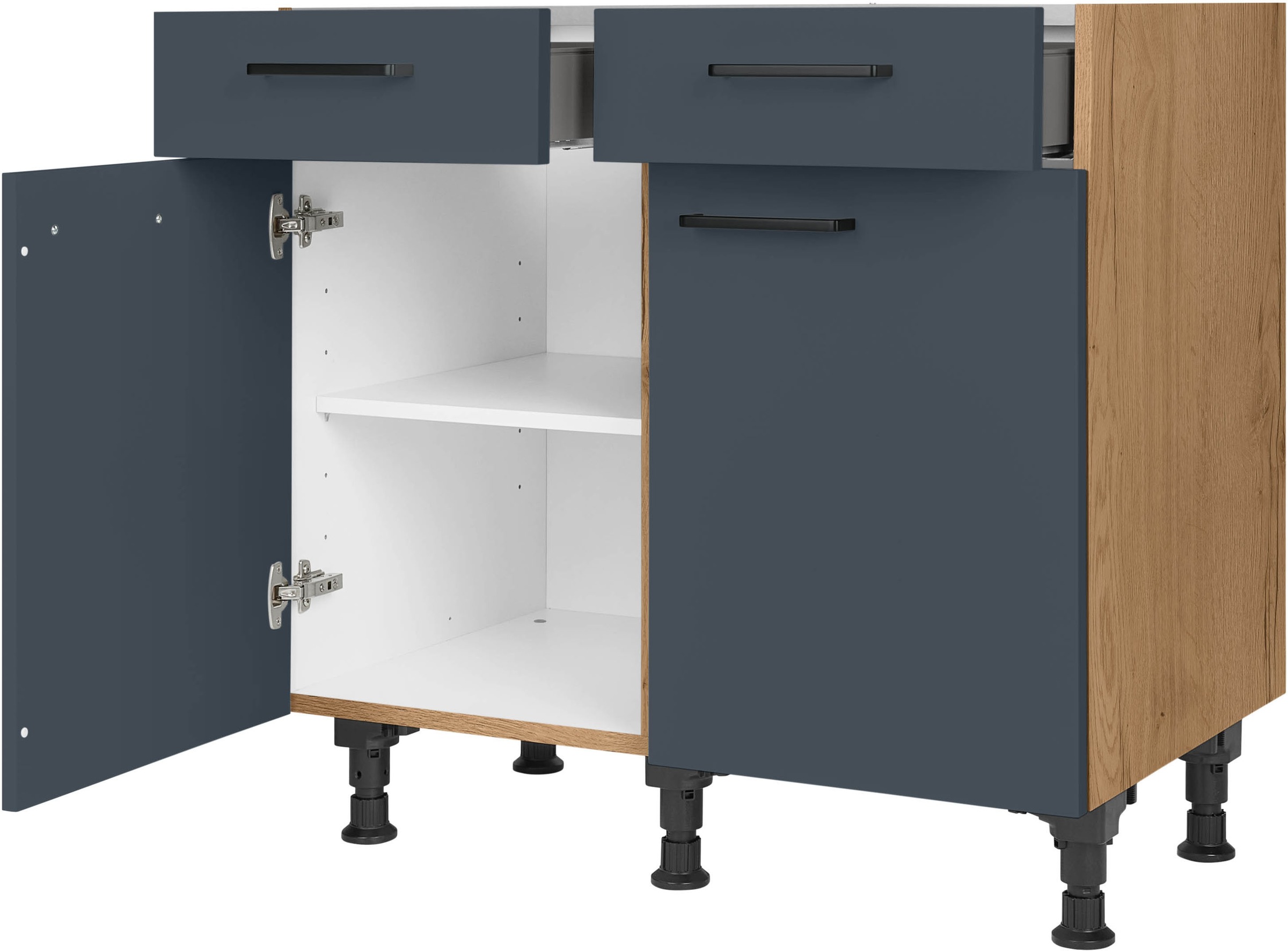 nobilia® Unterschrank »"Easytouch", vormontiert, Breite 90 cm, Soft-Close-Funktion«, bei den Schubkästen, inkl. höhenverstellbare Sockelfüße