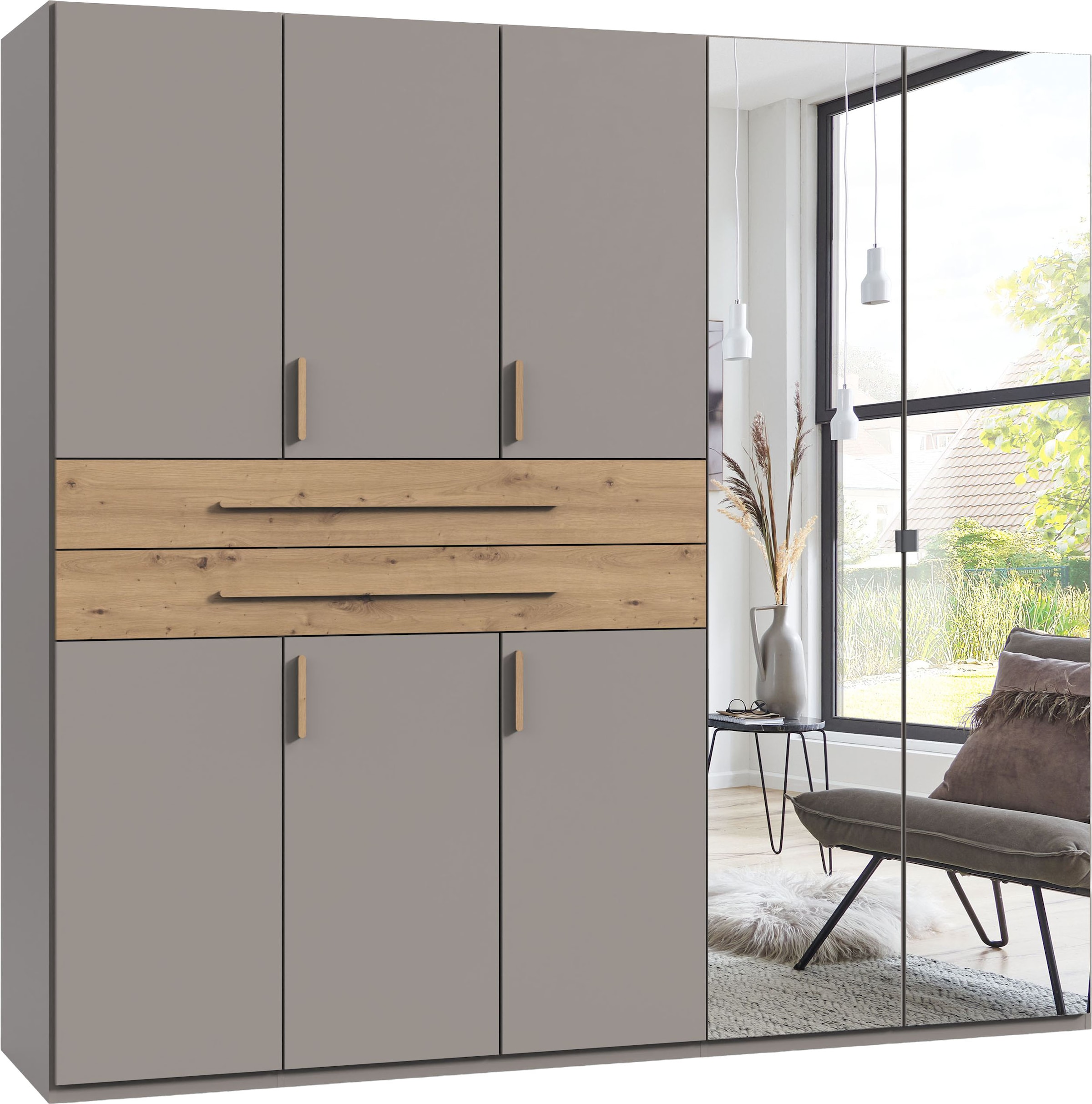 Wimex "Digit Kleiderschrank wahlweise mit oder ohne Spiegel" Schlafzimmer Schrank Bestseller im modernem Design, erhältlich in den Breiten 225cm oder 270cm (mit 8 oder 10 Türen)