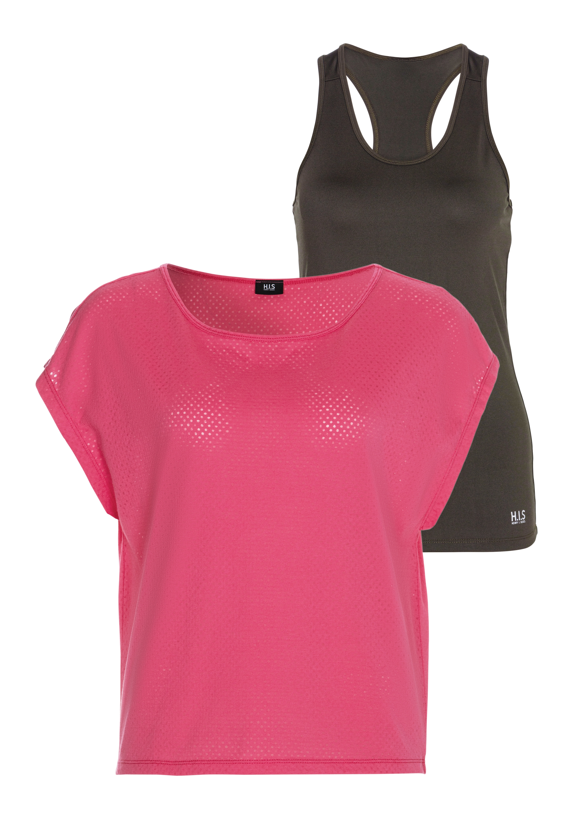 H.I.S Trainingsshirt "2-tlg. Shirt & Top" Spar-Set, 2 Stk. tlg. Kurzarm, be günstig online kaufen