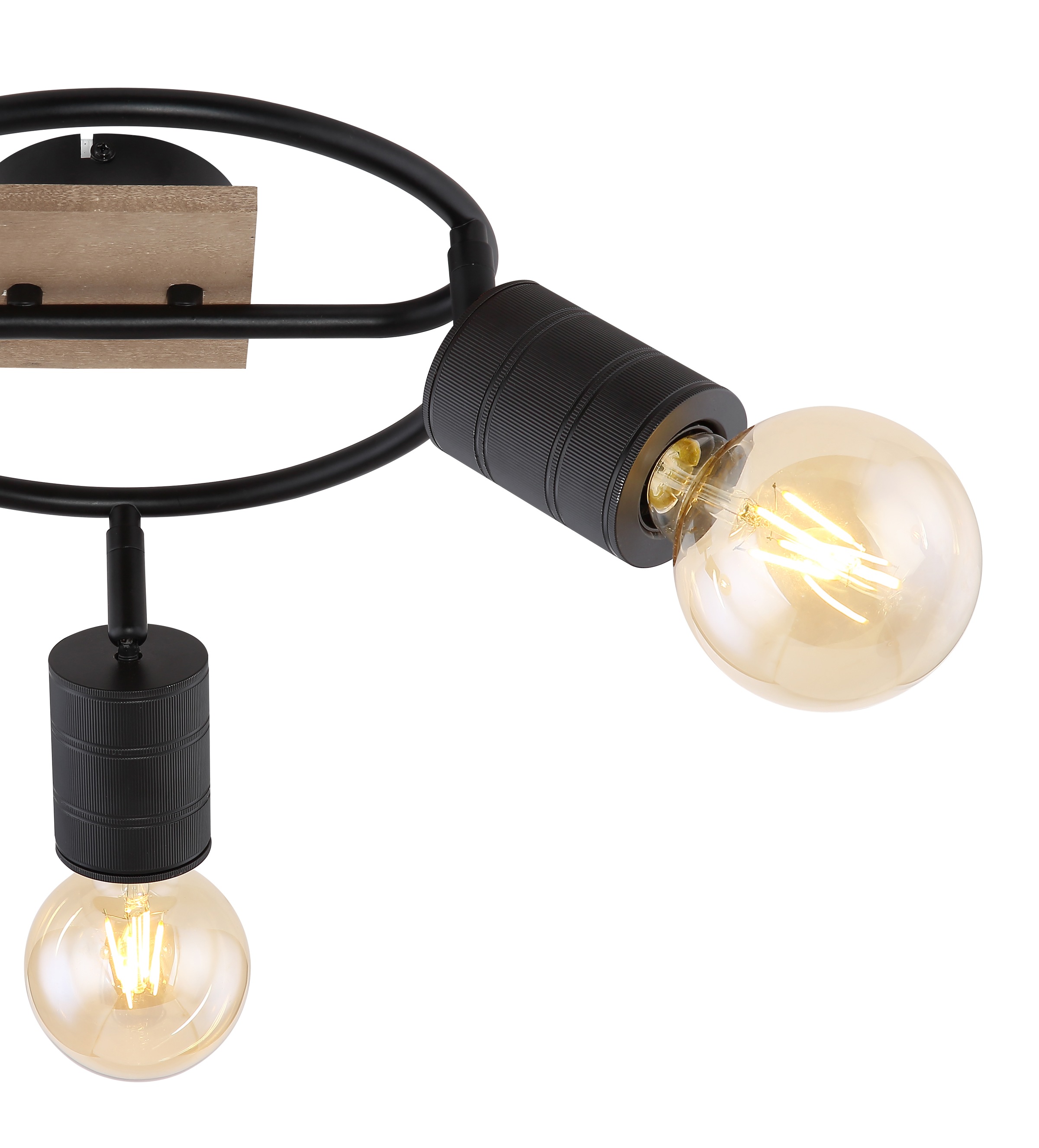 GLOBO LIGHTING Deckenstrahler »JOSELLA«, Leuchtmittel E27 | ohne Leuchtmittel, Deckenspot/Holz/schwarz/ø: 290mm/Flur/Wohnzimmer
