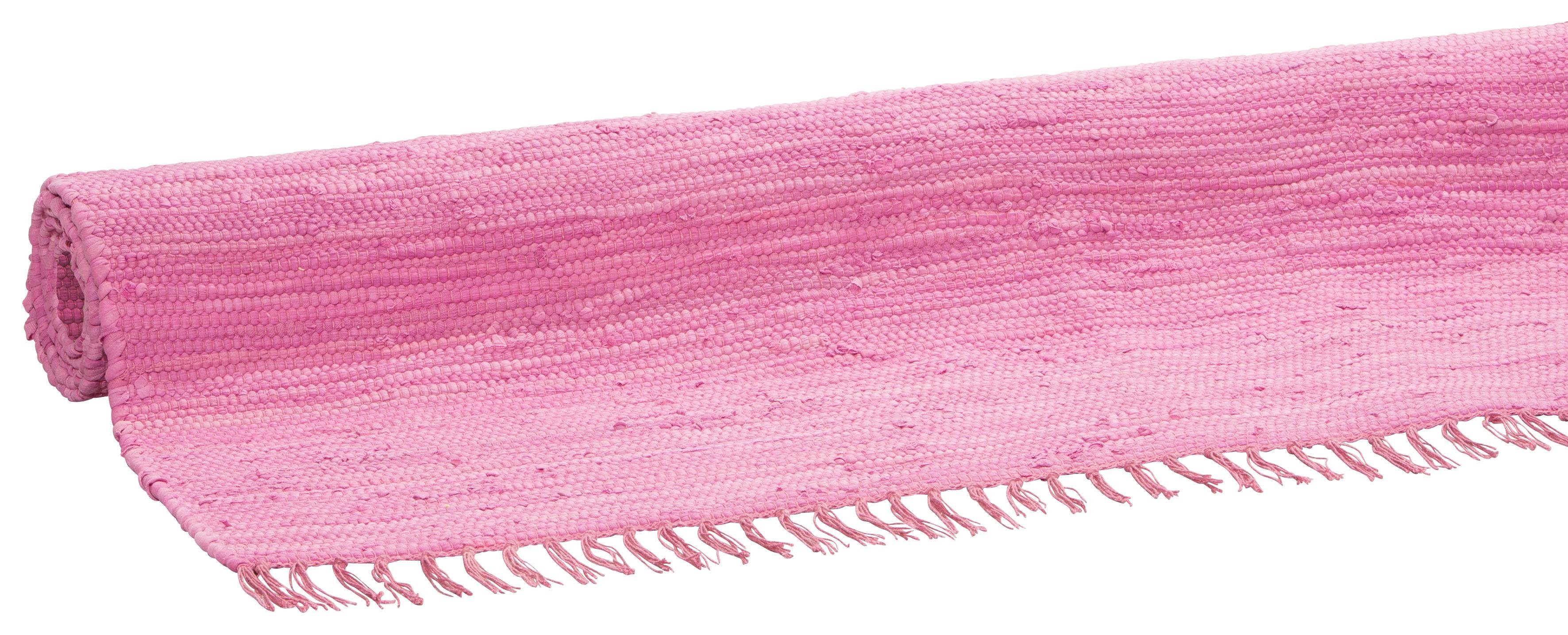 Thumbnail - my home Teppich "Paul" rechteckig 5 mm Höhe Wendeteppich, Uni, handgewebt, mit Fransen, reine Baumwolle, Läufer