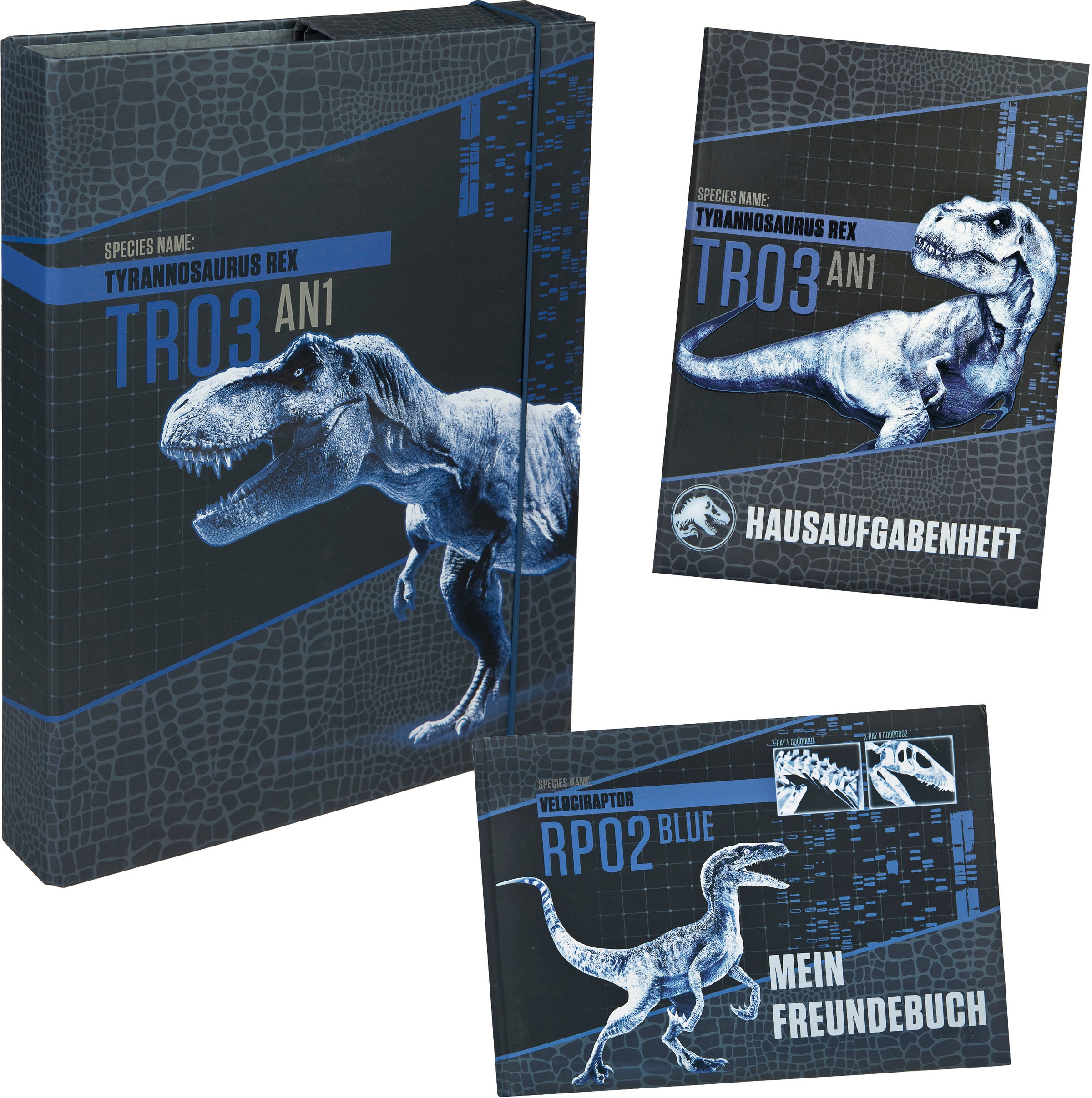 Heftbox »Jurassic Scooli Aufgabenheft | und Freundebuch, BAUR World«, (Set, 3 St.), aus Buch bestehend