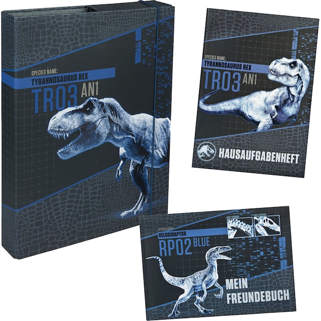 Scooli Buch »Jurassic World«, (Set, 3 St.), bestehend aus Freundebuch,  Heftbox und Aufgabenheft | BAUR