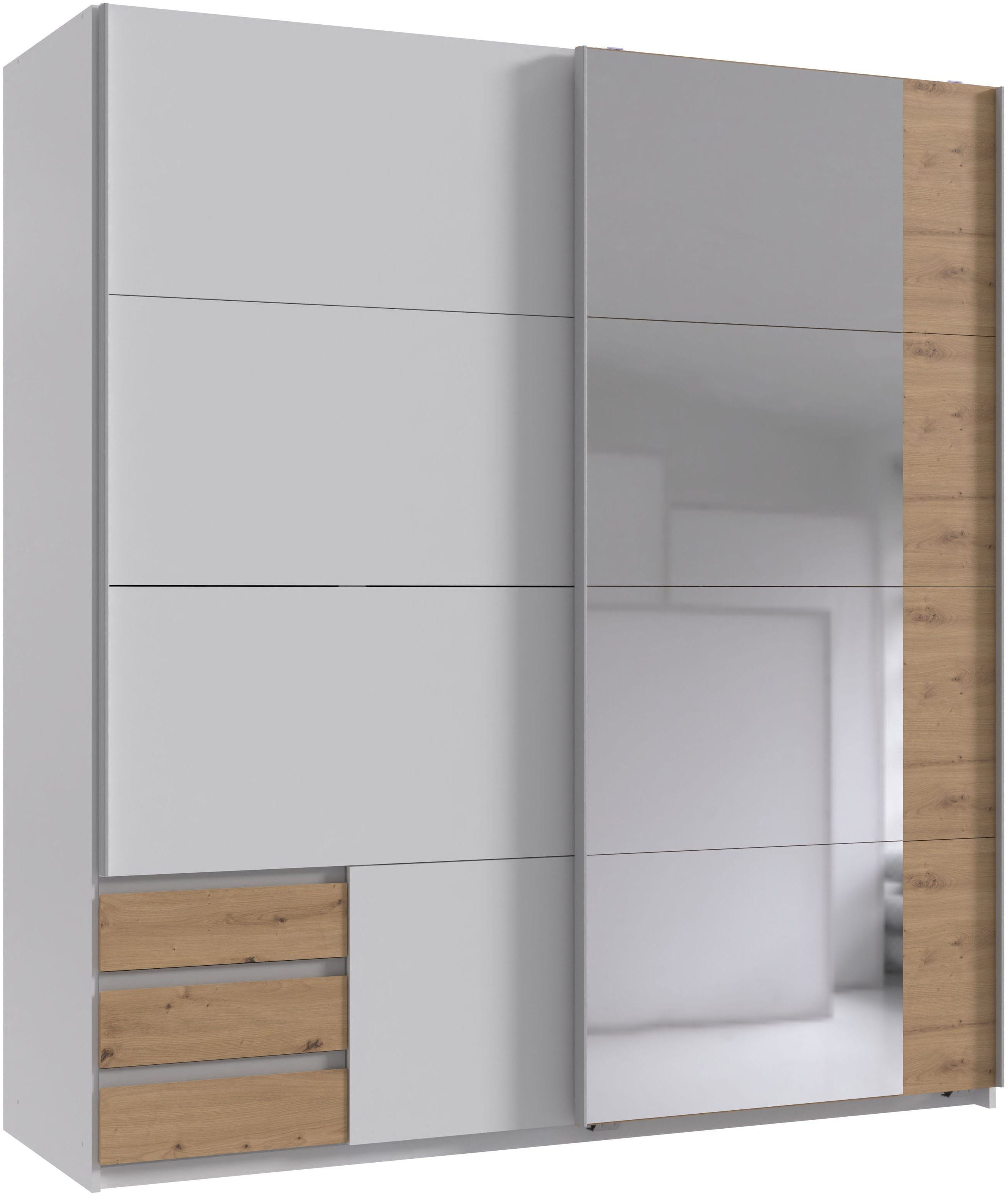 Wimex Schwebetürenschrank "Emden moderner Kleiderschrank mit Spiegel und Schubladen" Schlafzimmer Schrank Garderobenschrank mit Schwebetüren Topseller