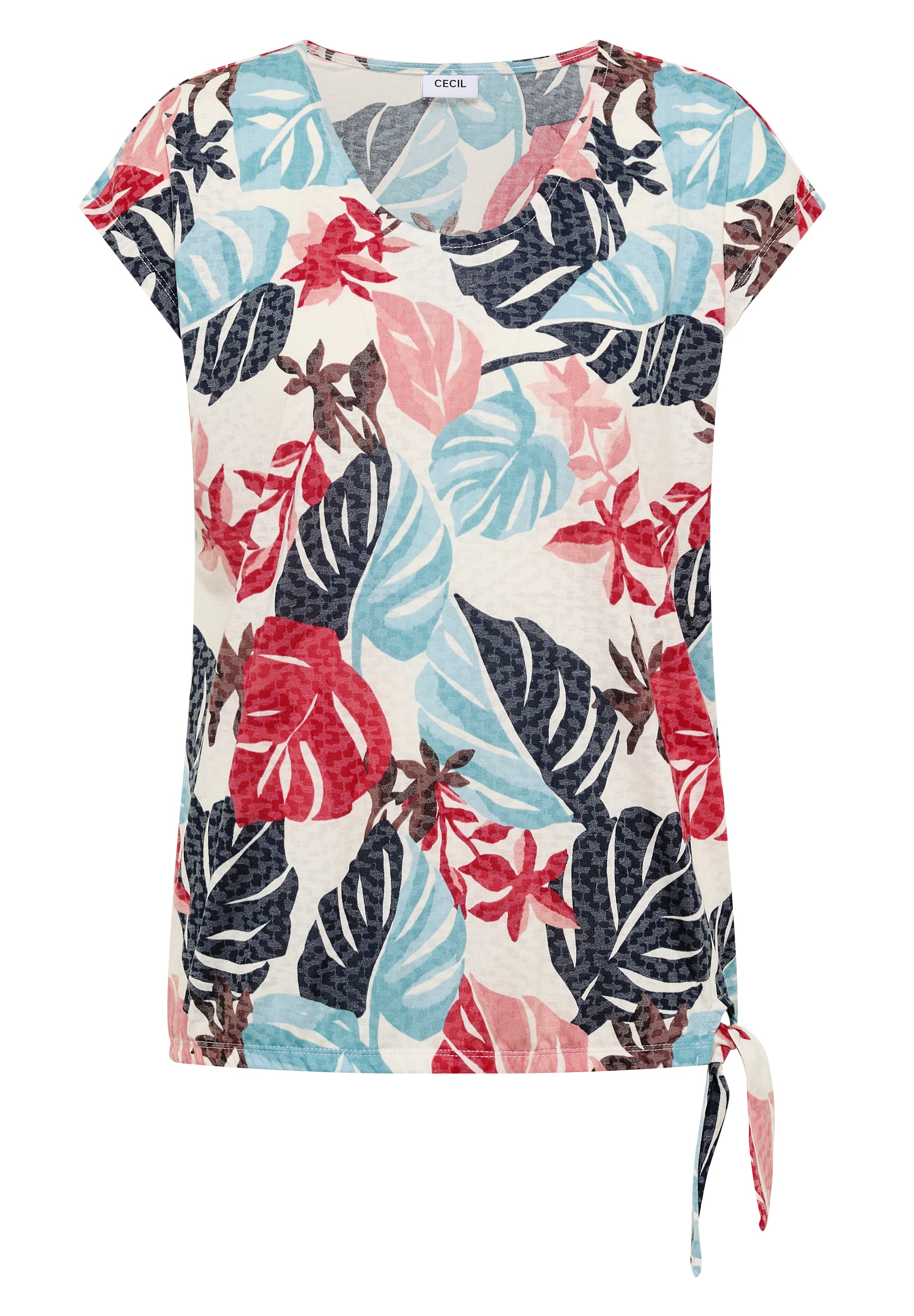 Cecil Kurzarmshirt Sommershirt in Ausbrenner-Optik/mit floralem Print