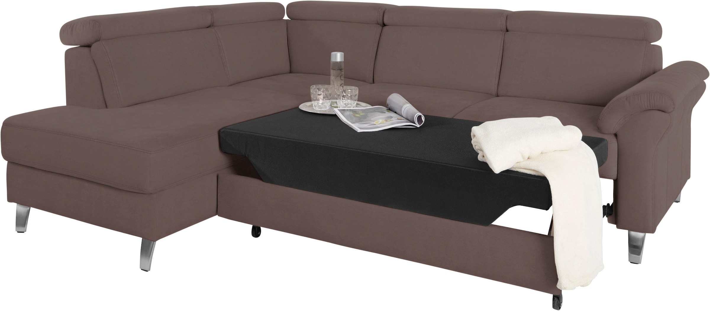 sit&more Ecksofa, inklusive Kopfteilverstellung, wahlweise mit Bettfunktion und Bettkasten