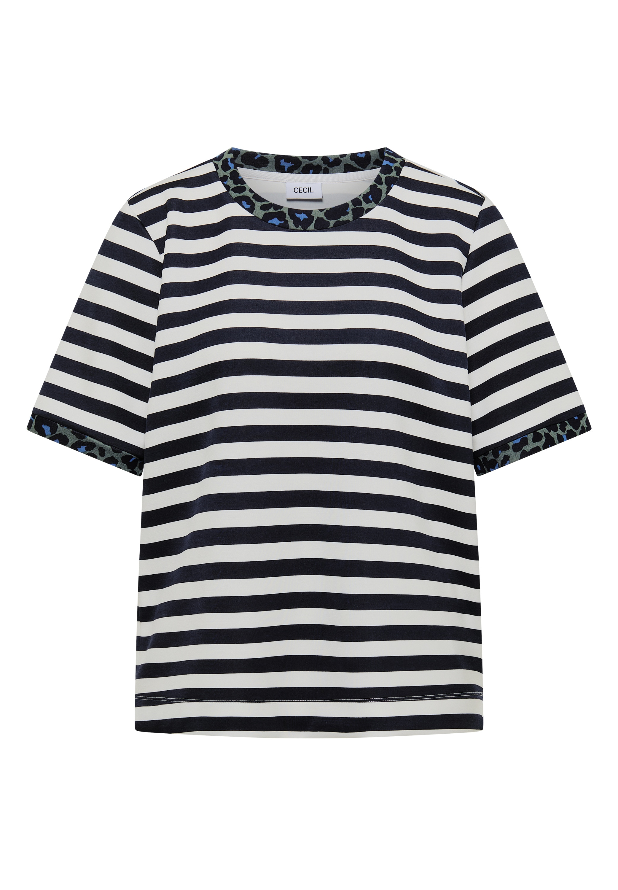 Cecil T-Shirt mit Animal-Print Details, Softer Viskosemix, Rundhals