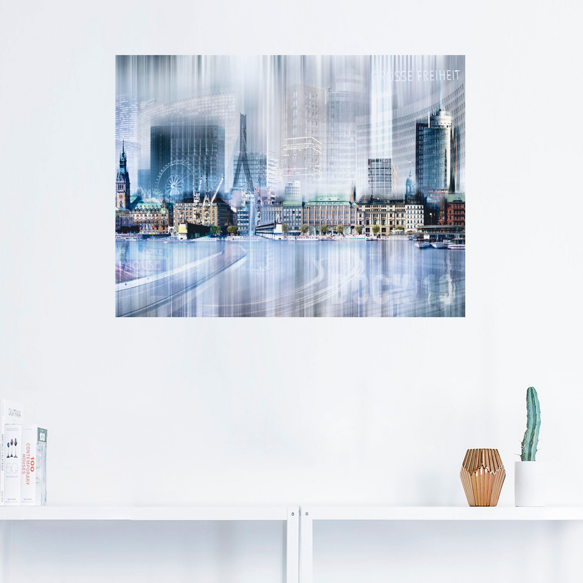 Artland Poster »Hamburg Skyline Collage I«, Deutschland, (1 St.), als Leinwandbild, Wandaufkleber oder Poster in versch. Größen