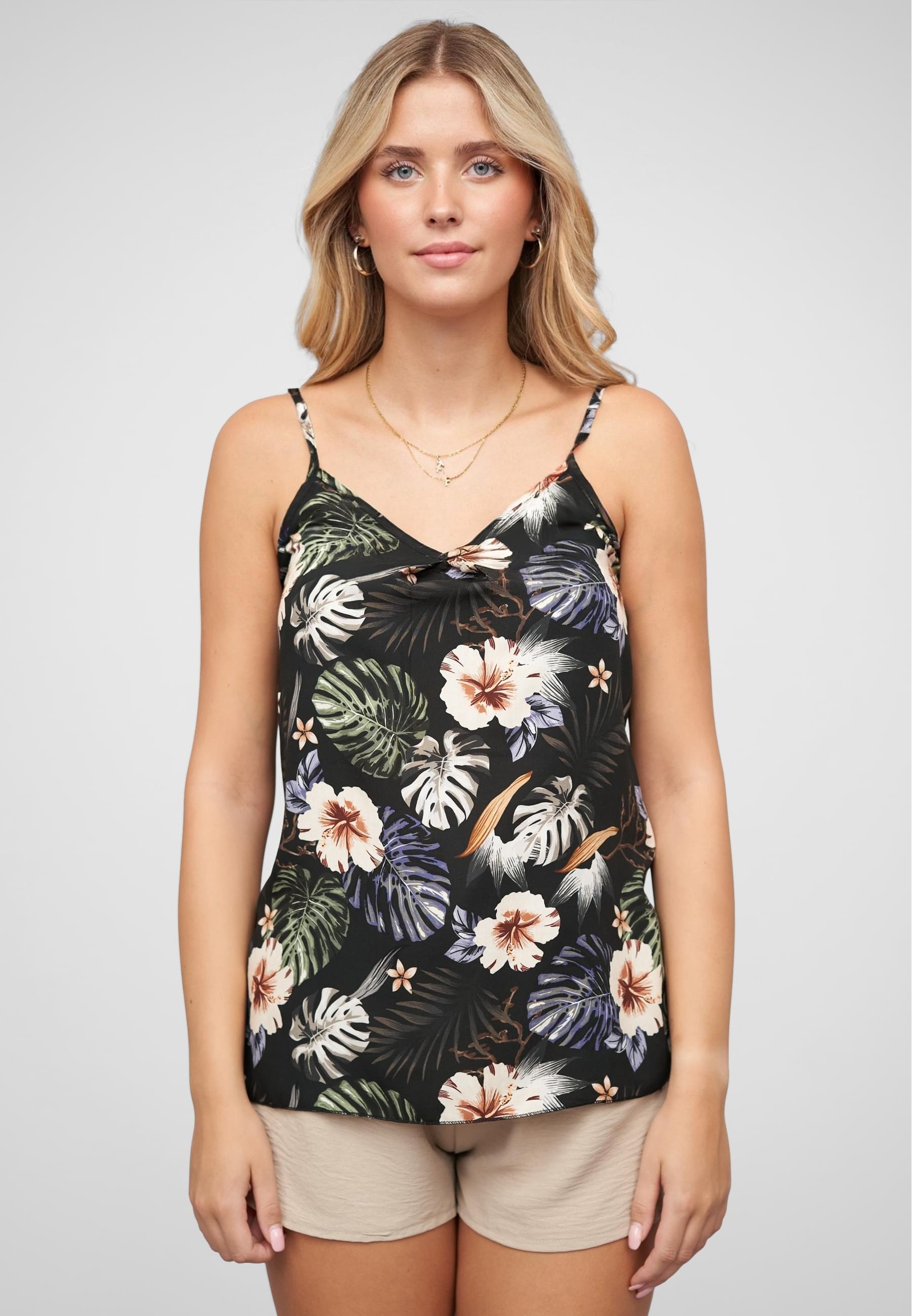 Thumbnail - CLOUD 5IVE Shirtkleid "CLOUD 5IVE Viskose Träger Top mit Tropical Print" 1 Stk. tlg.
