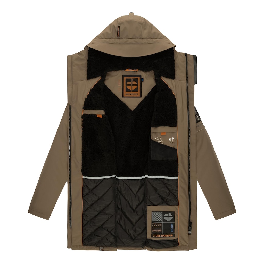 Stone Harbour Wintermantel »Ragaan«, modischer Herren Winterparka mit Teddyfell Futter