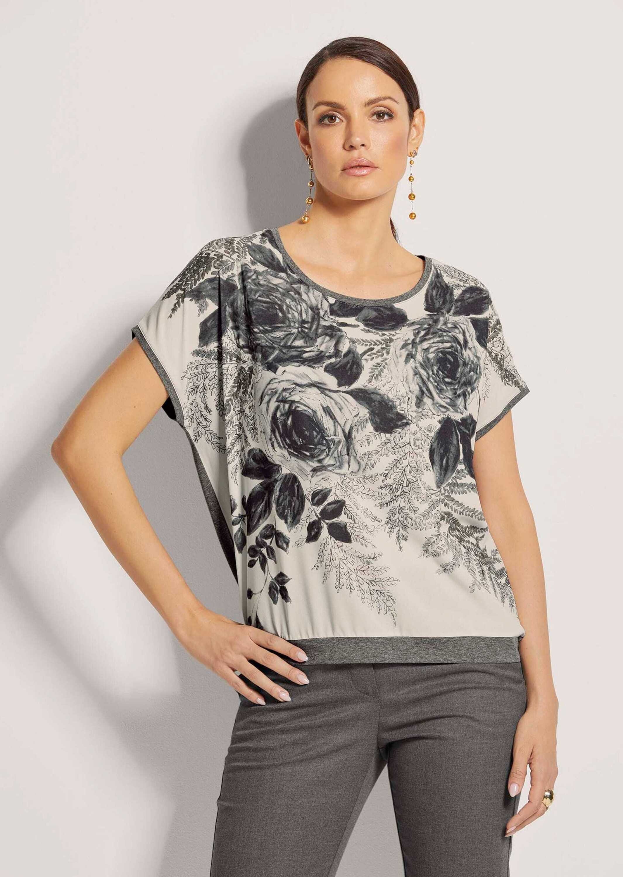 MADELEINE Langarmshirt "Druckshirt Rundhals-Shirt im Material-Mix" günstig online kaufen