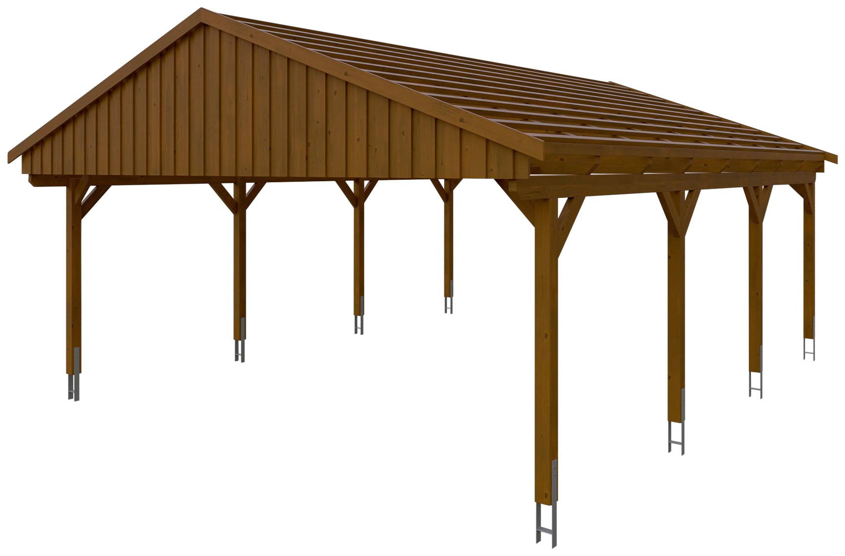 Skanholz Doppelcarport »Fichtelberg«, braun, mit Dachlattung