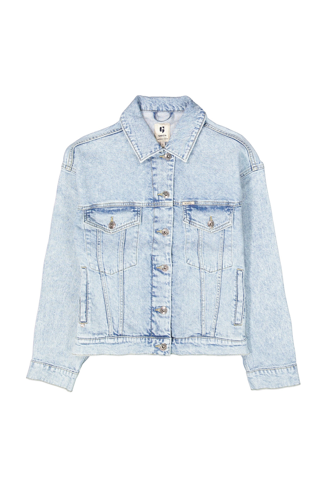 Garcia Jeansjacke, ohne Kapuze, mit Stretch und Knopfleiste