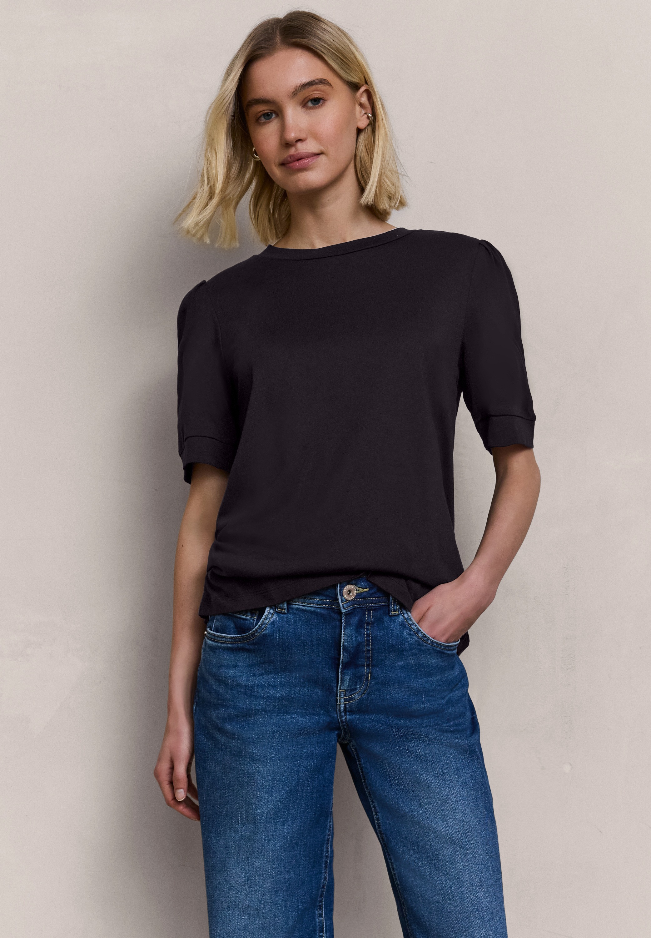 STREET ONE STUDIO Rundhalsshirt mit Rundhalsausschnitt günstig online kaufen