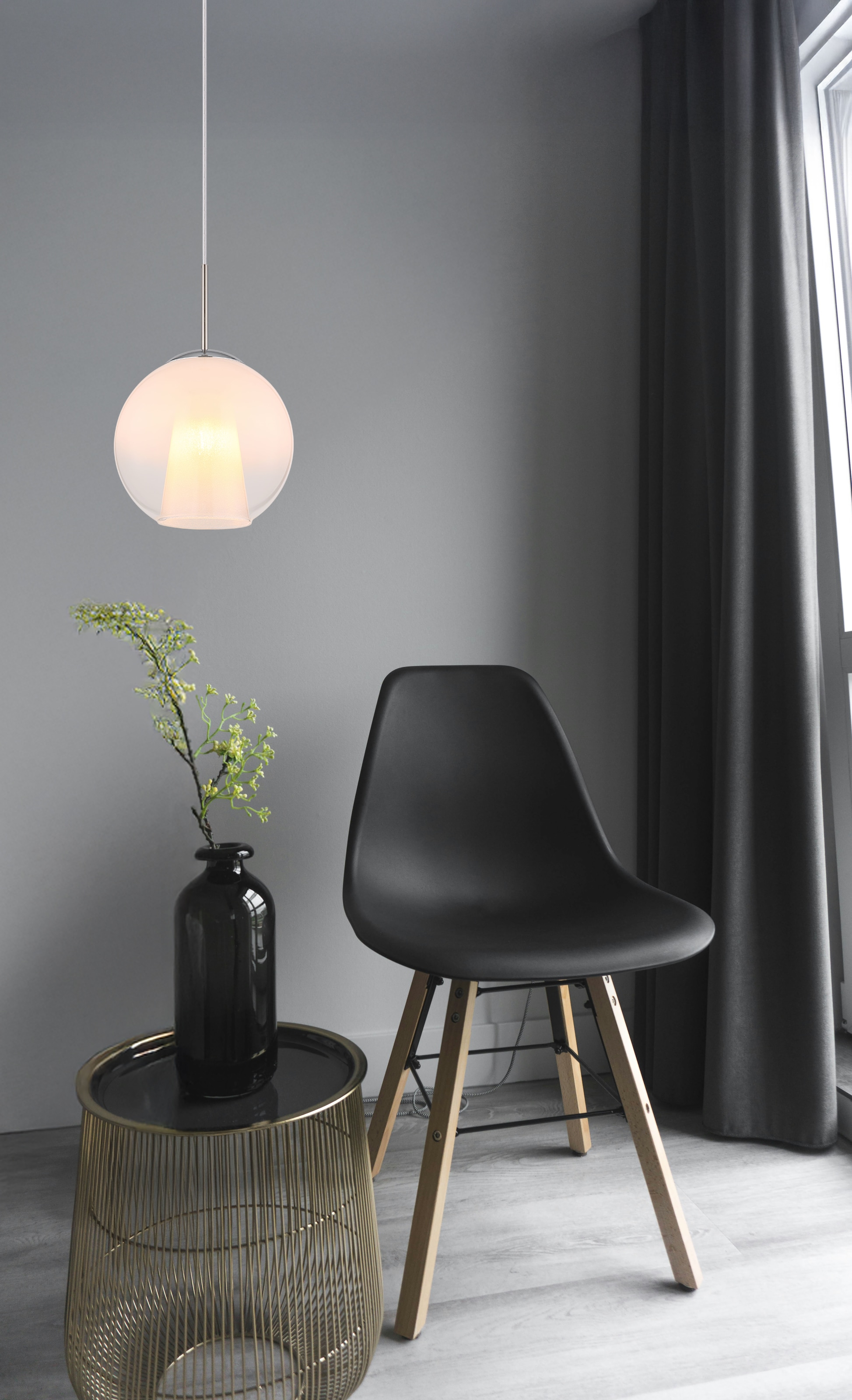 GLOBO LIGHTING Hängeleuchte »BARRY« E27 1 Stk. Hängelampe Glaskugel opal klar verlaufend Glaskristallleuchte